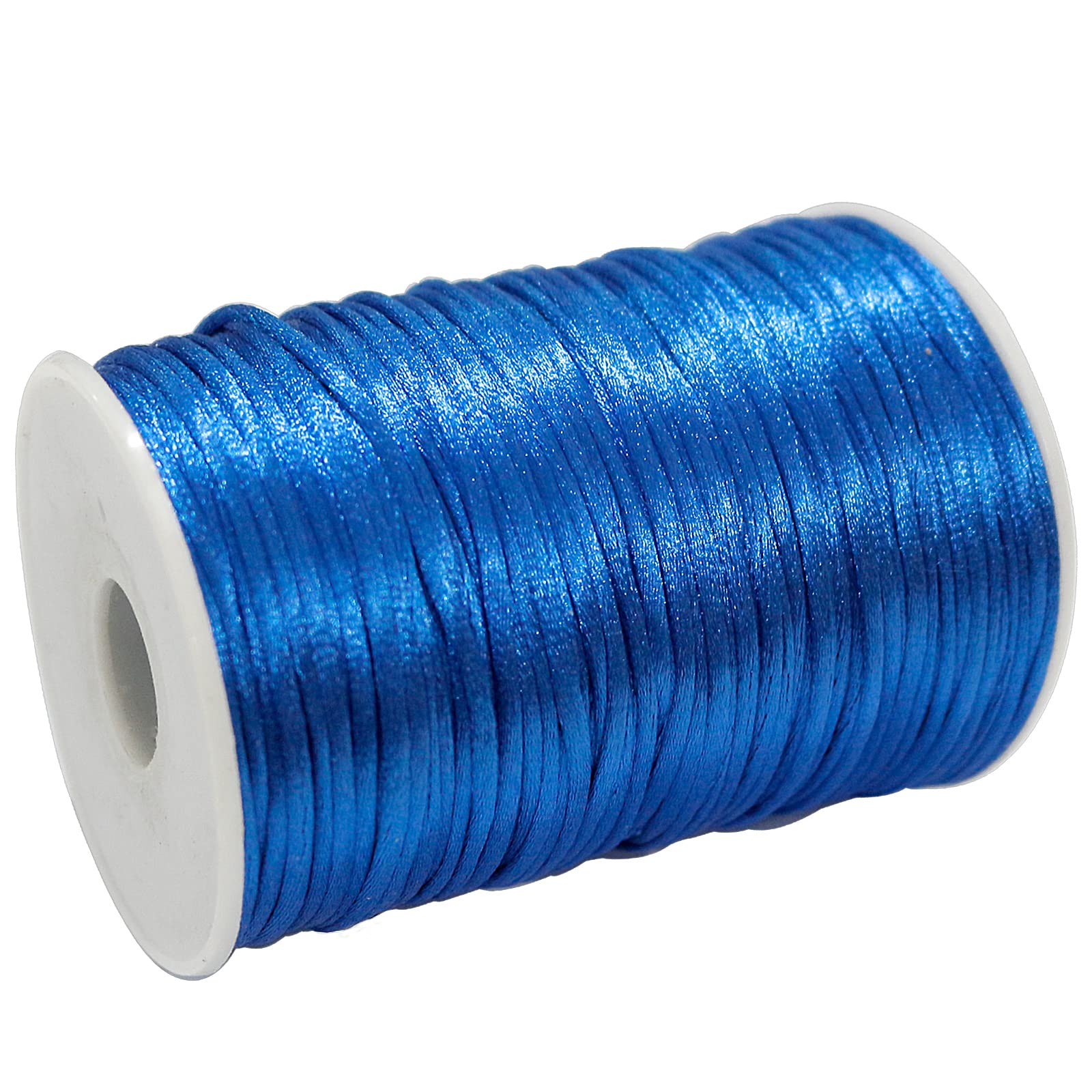 FQTANJU 2mm x 100 Yards Premium Quality Rattail Nylon Satin Cord Roll, Kumihimo Rattail,Chinese Knot, Royal Blue - Image 2