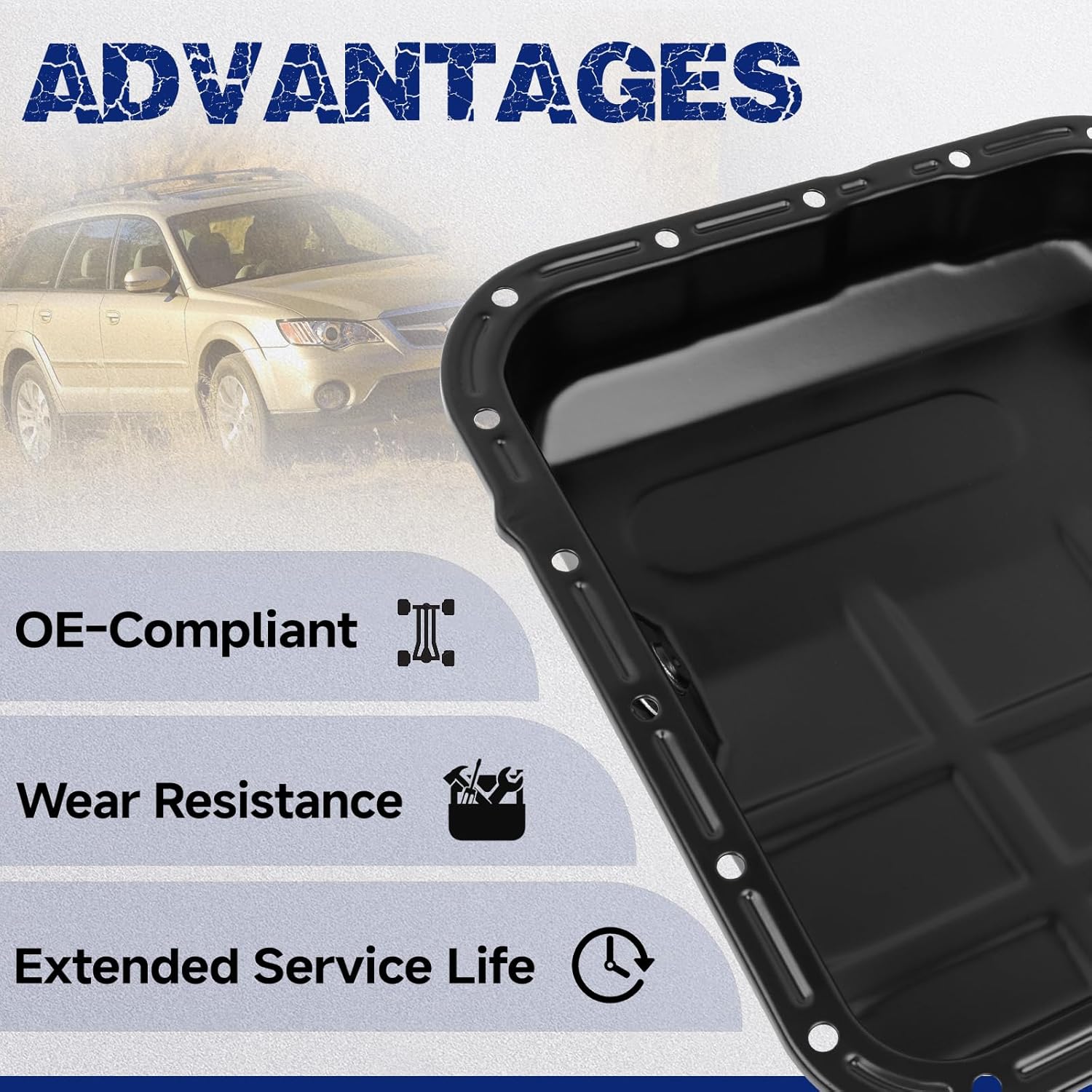 Transmission Oil Pan with Drain Plug, Fit for Subaru Forester 1999-2013, Fit for Subaru Impreza 1999-2011, Fit for Subaru Legacy, Fit for Subaru Outback 2000-2009, OE 31390AA081, 265859