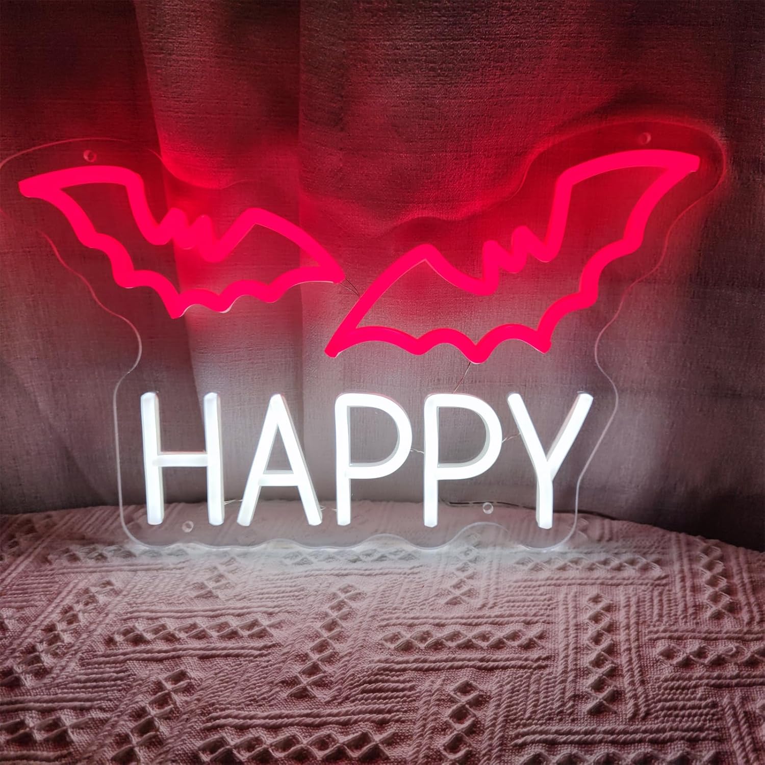 INSNEnN Happy Halloween Neon Signs for Wall Decor,15.94 * 9.65 inches Led Neon Lights Signs with Dimmable, perfect for Halloween, Bedroom, Birthday Party, Wedding, Pub Bar, Shop, Room, Gifts