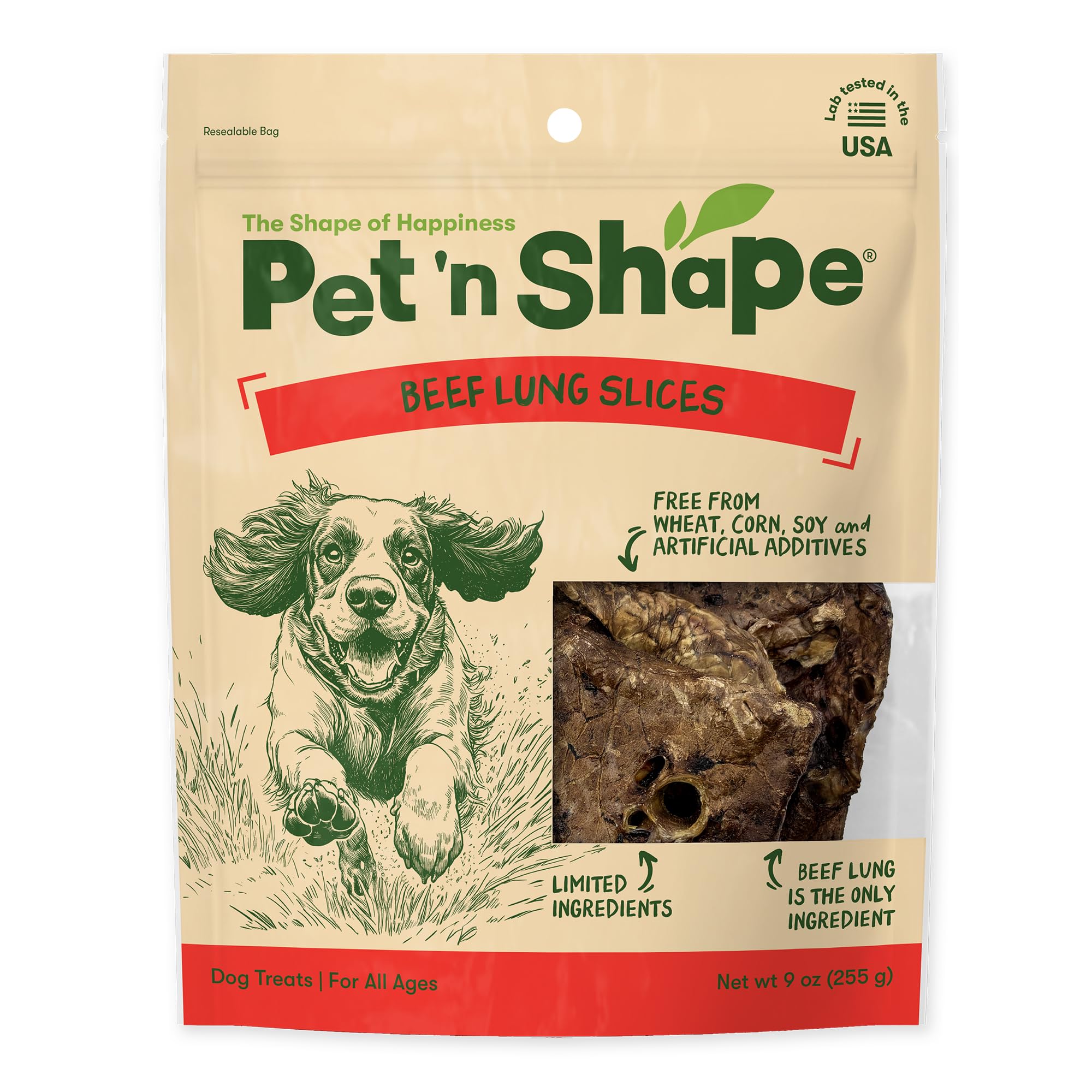 Pet 'n Shape Beef Lung Dog Treats – Made and Sourced in the USA - Training Treat - 9 Ounce