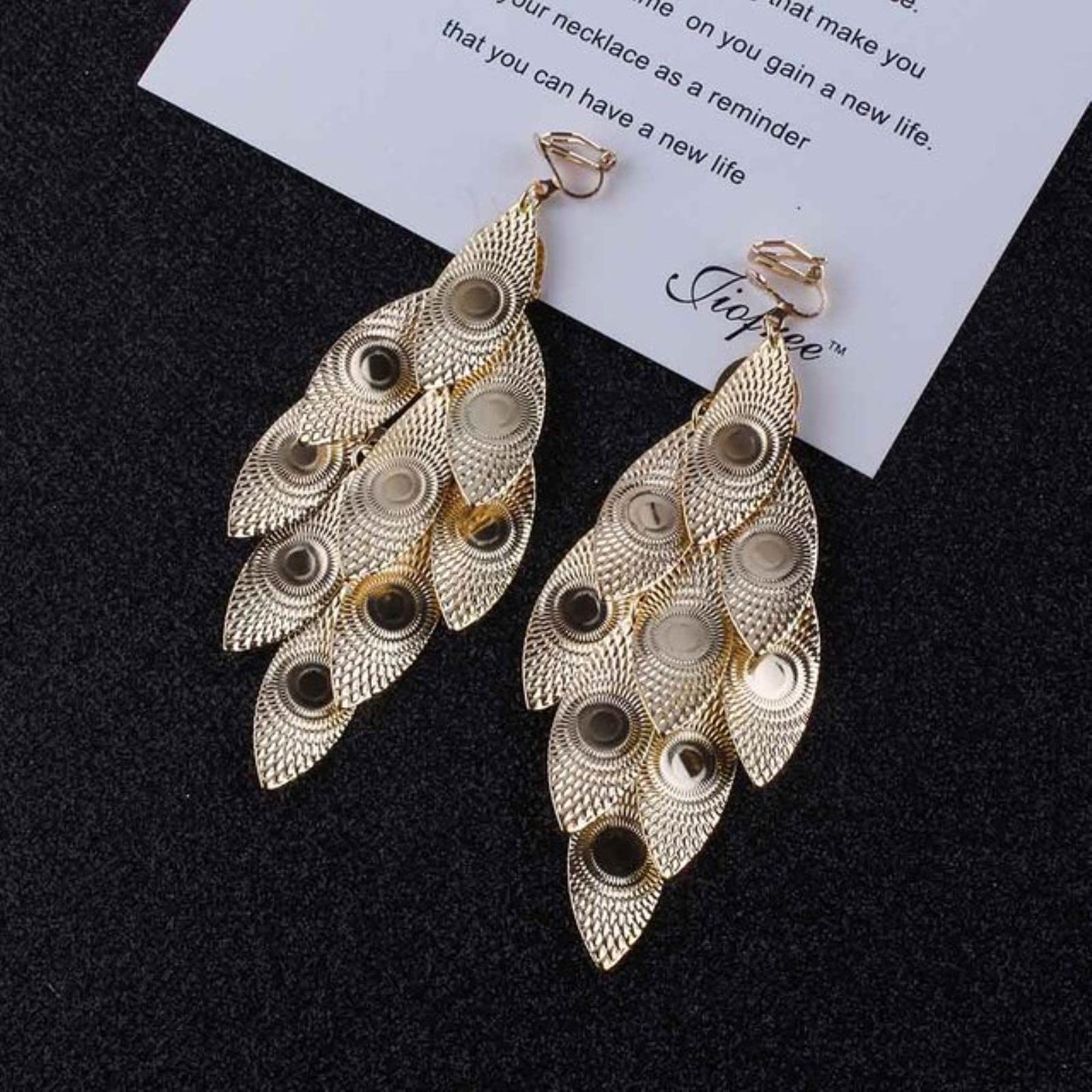 Boucles D'oreilles à Clips Longues Avec Strass Cristal – Artisanales, En Verre, Neuves Sans Emballage