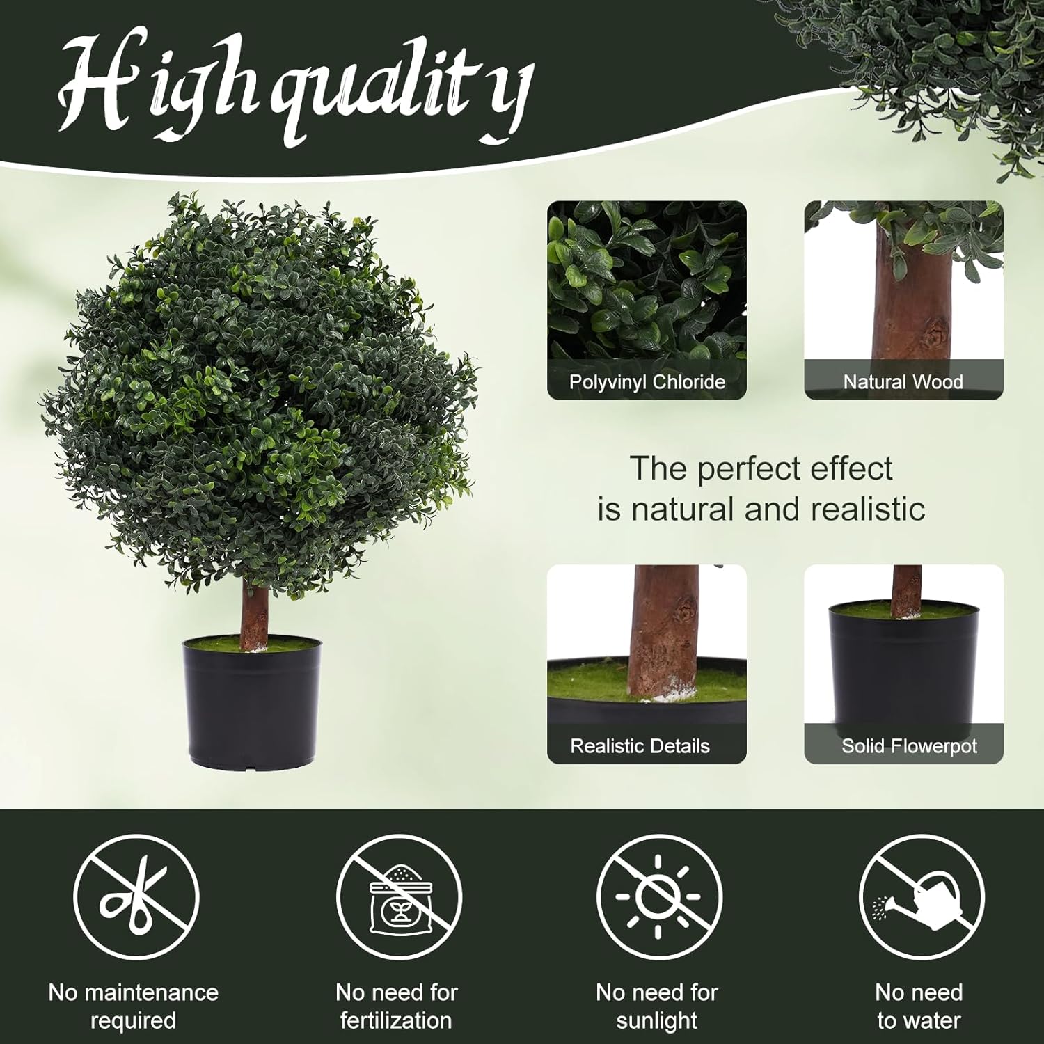 Silk Tree Warehouse Two 2 Foot Outdoor Artificial Boxwood Ball Topiary Bushes Potted Plants 16 inches Wide by Bagari
