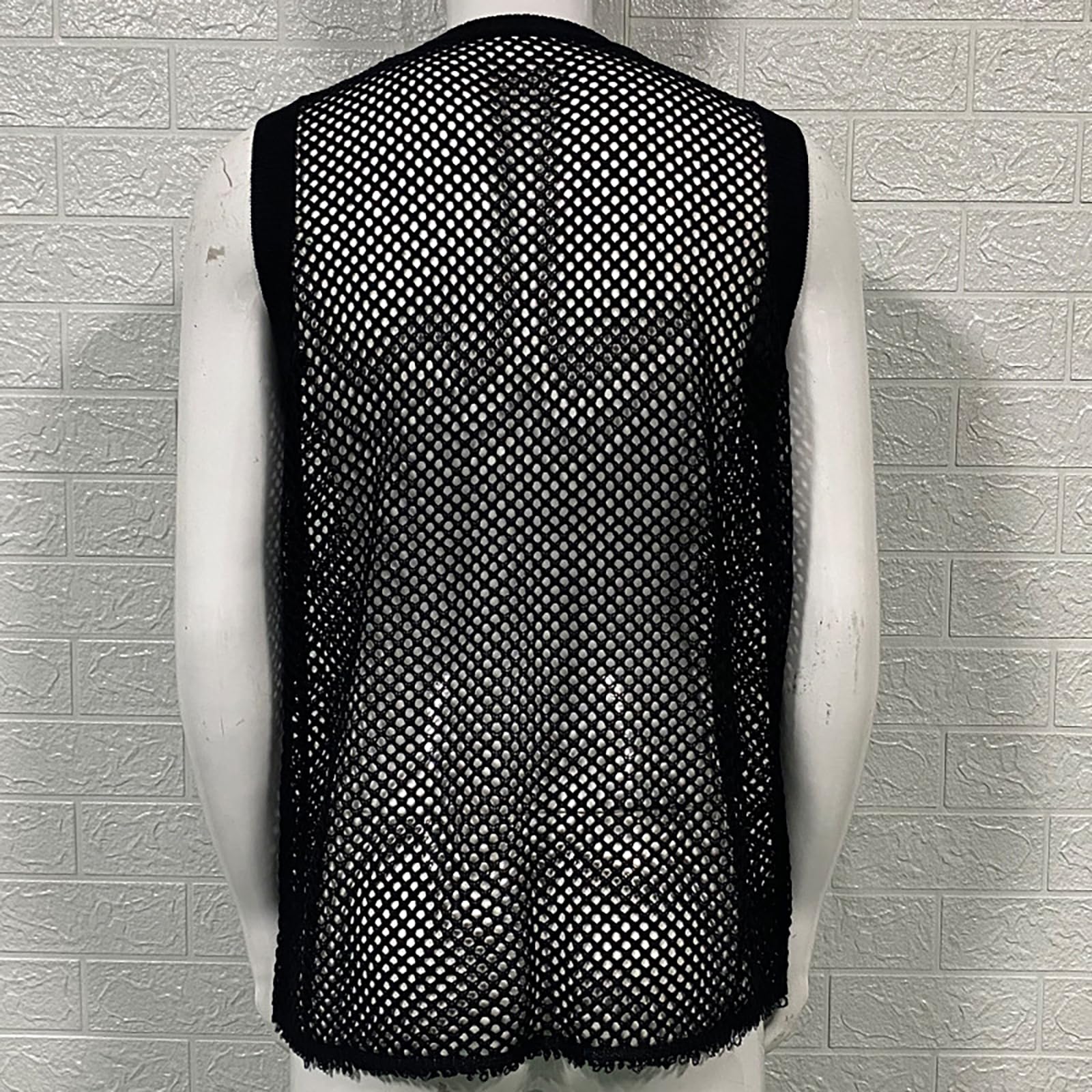 Generisch Herren Rundhalsausschnitt Ärmellose Hohlstrickweste Sommermode Durchsichtige Häkel-Tanktops