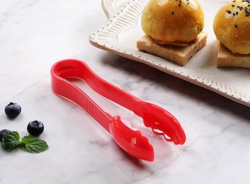 Miniatura 6 de New Star Foodservice 35728 Pinza utilitaria, plástico de alta temperatura, festoneada, 6 pulgadas, juego de 12, rojo