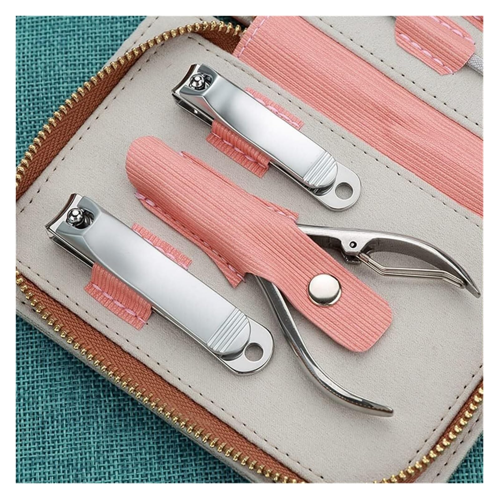 Kit de manucure, Coupe-Ongles Professionnel, Coupe-Ongles en Acier Inoxydable avec Ciseaux et Pince à épiler, Housse en PU.