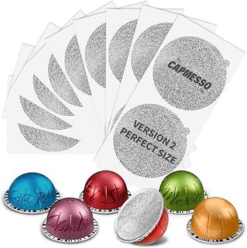 CAPMESSO Foil Lids for Nespresso Vertuo Pods - 100 Aluminum Foil Lids