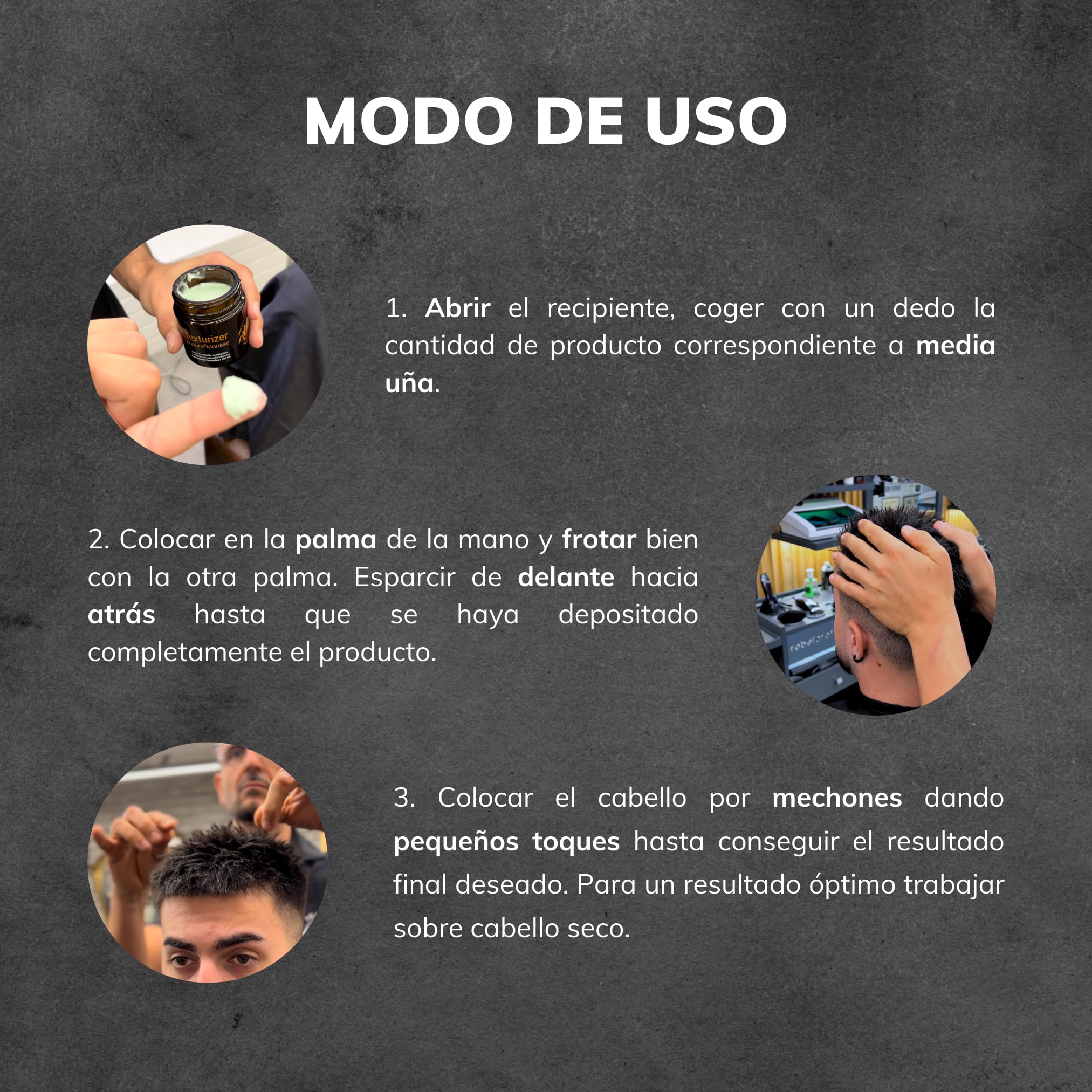 REBEL Texturizer Natural Mousse textura - Cera pelo fijación profesional - Larga Duración - 100 ml/50 ml- Cuidado Intenso del Cabello - Textura y Densidad - Efecto y Acabado Mate