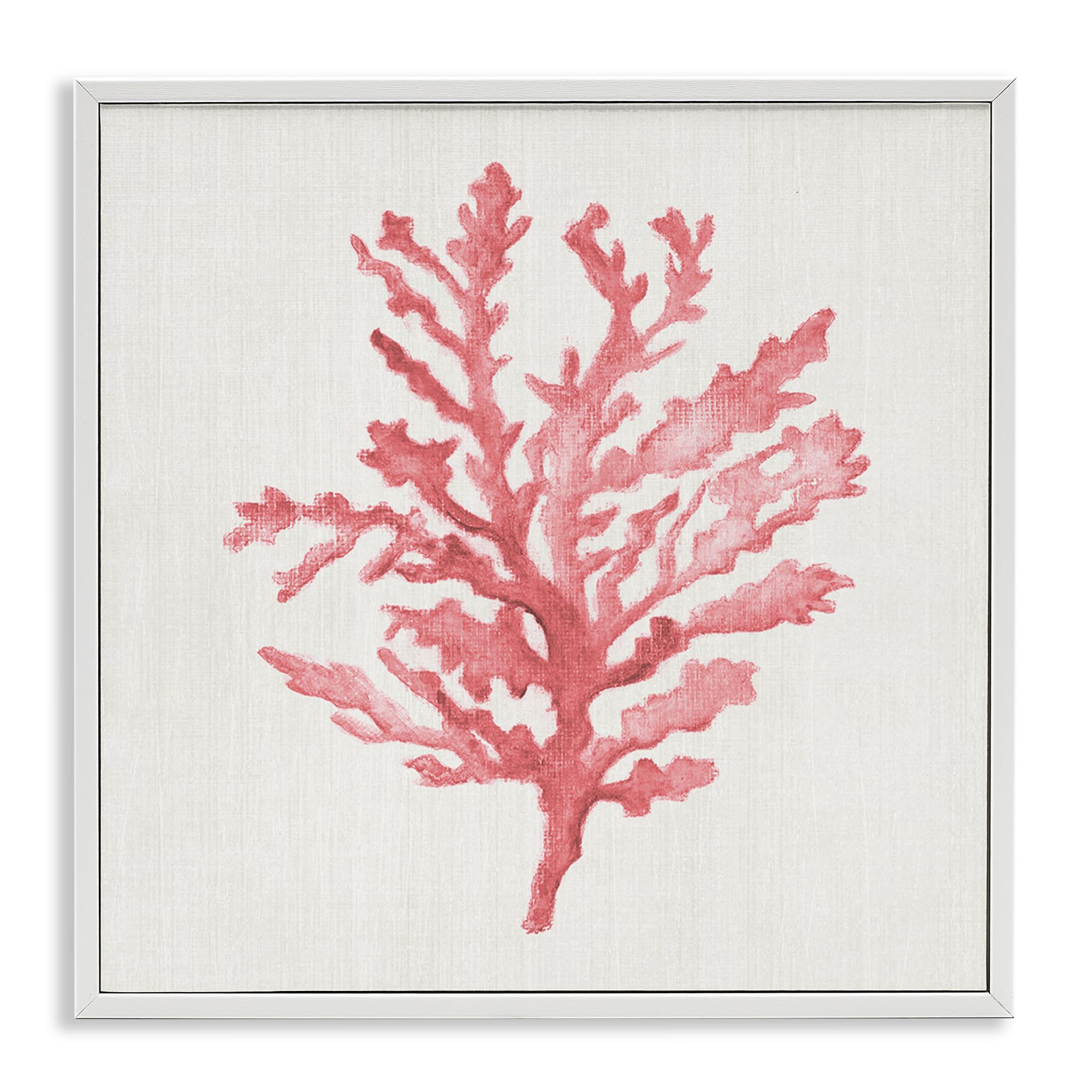 Stupell Industries Coastal White (Textured) 'Rosy Pink Coral Branch'| Framed Giclee Art
