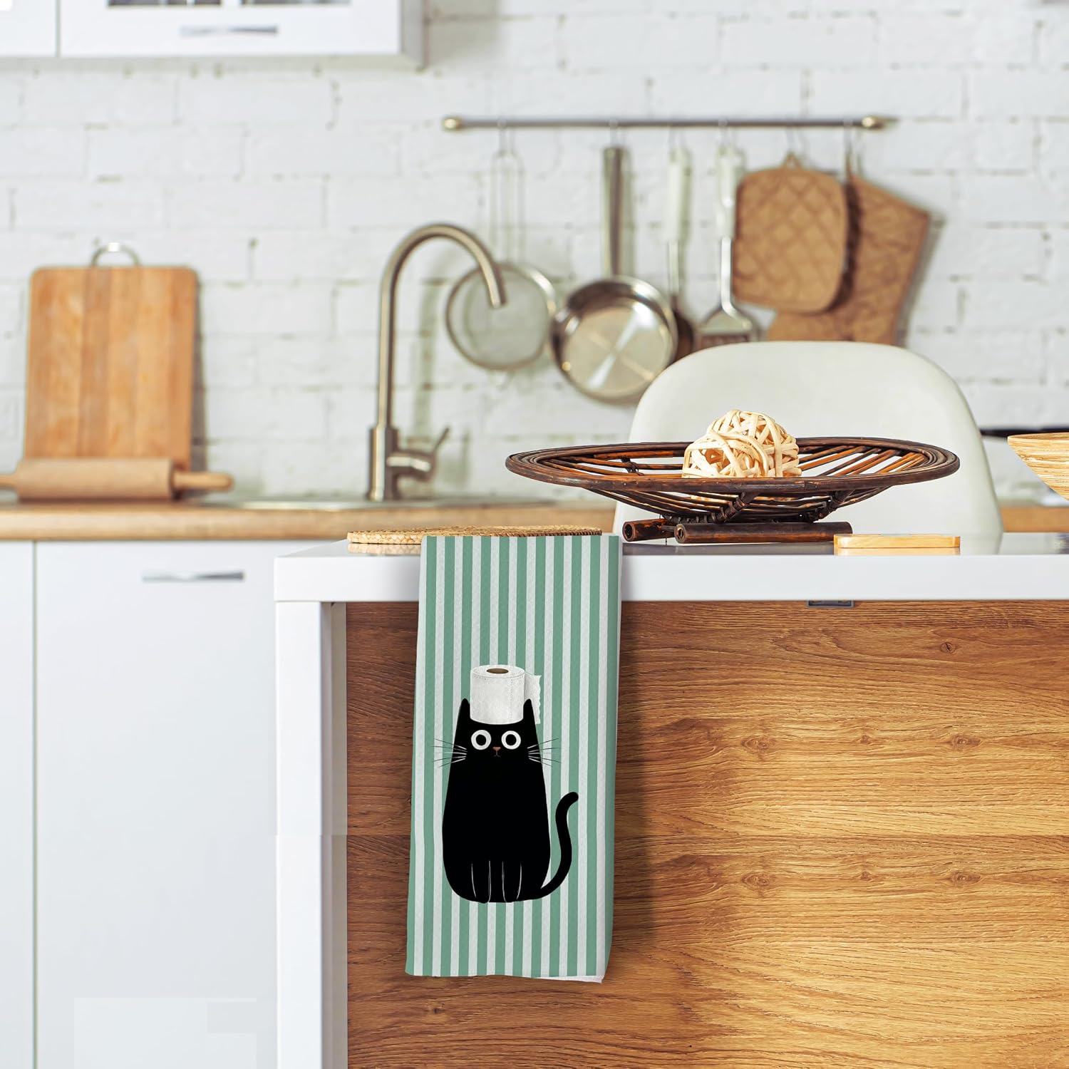 Black Cat Bathroom Decor Hand Towels 16x24 Inch image 4