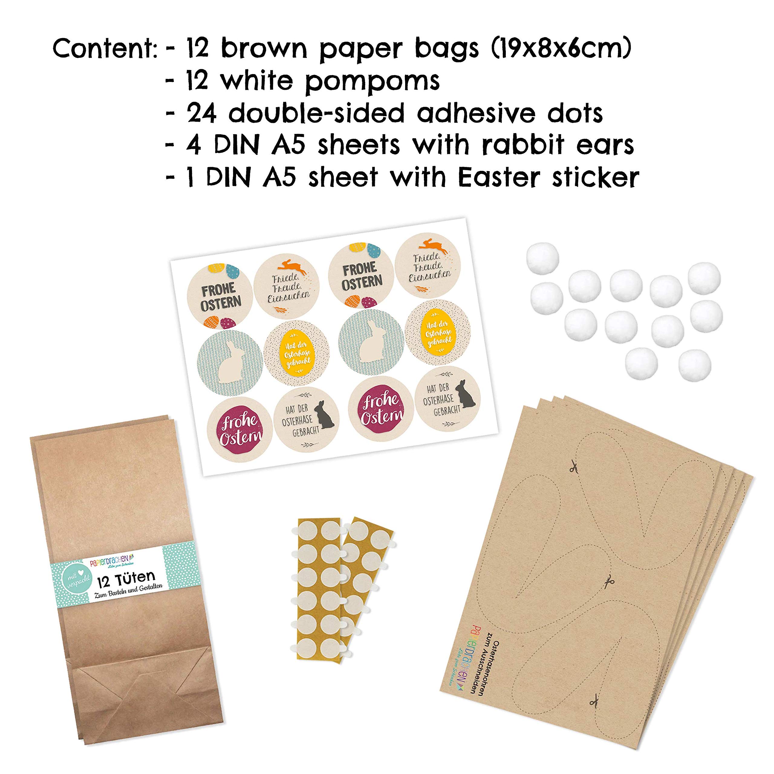 12 decorative Easter nests for filling, Kraft paper bags with rabbit ears to cut out - Image 3