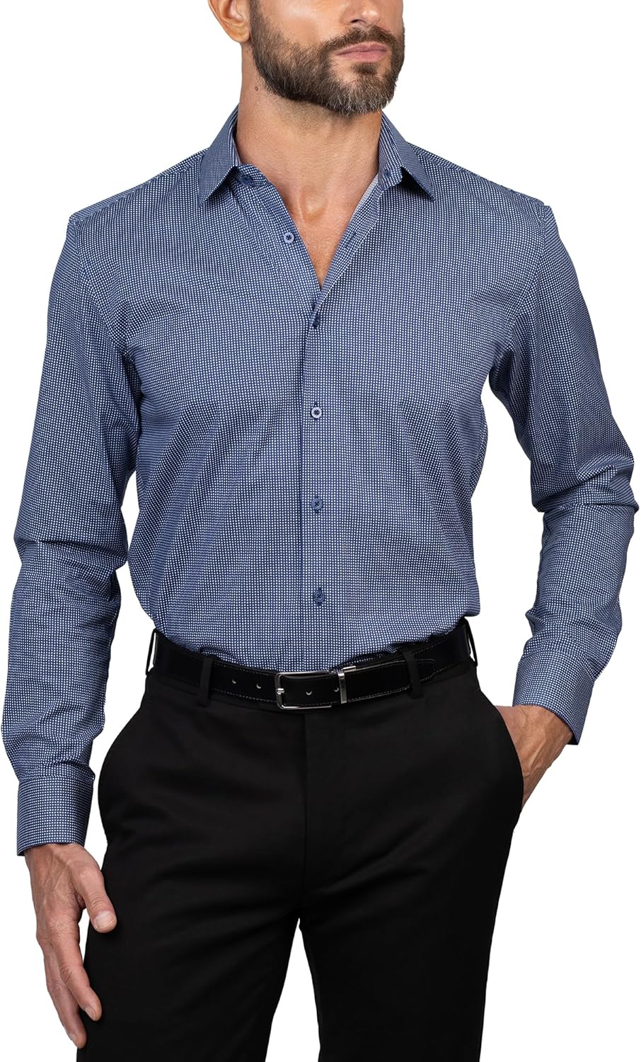 Vince Camuto Slim Fit Cotton Stretch Long Sleeve Dress Shirt for Men Spread Collar Shirts Mens Formal Premium Fabric