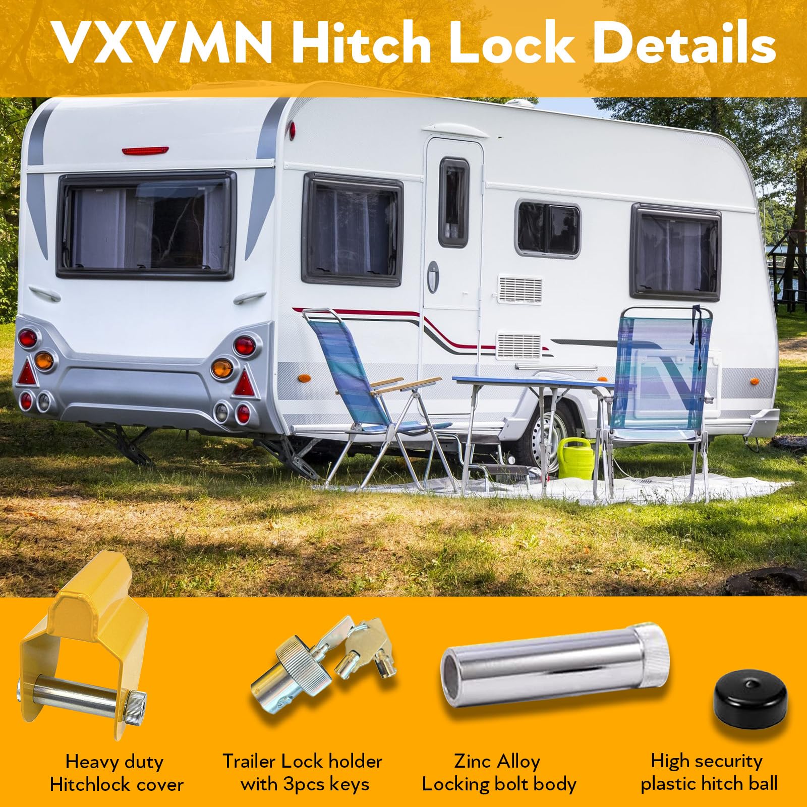 Gorgeri Gancio Di Traino, Perno Di Bloccaggio Attacco Antiruggine Cilindro Di Blocco In Rame Puro Di Sicurezza Antifurto Per Rimorchio Per Auto