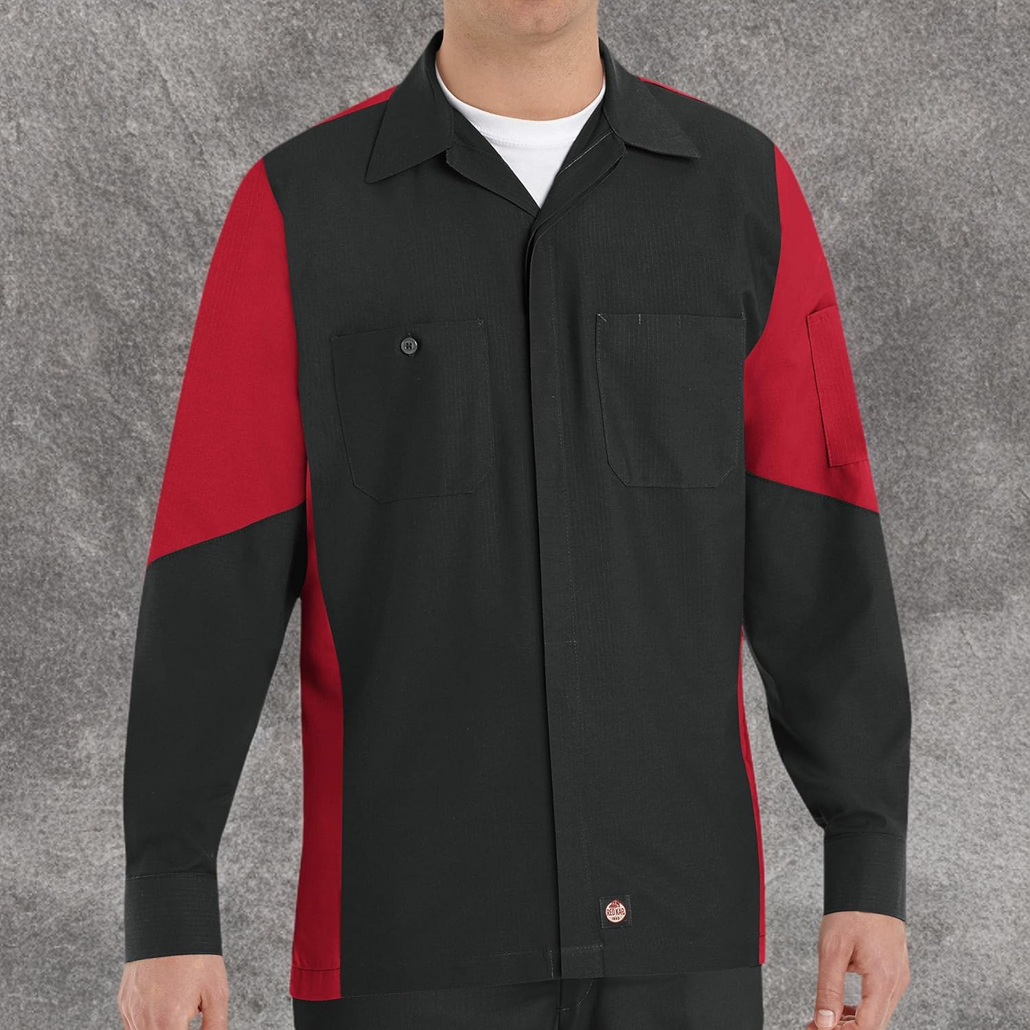Red Kap Mens Long Sleeve Two-Tone Crew Shirt - Image 4