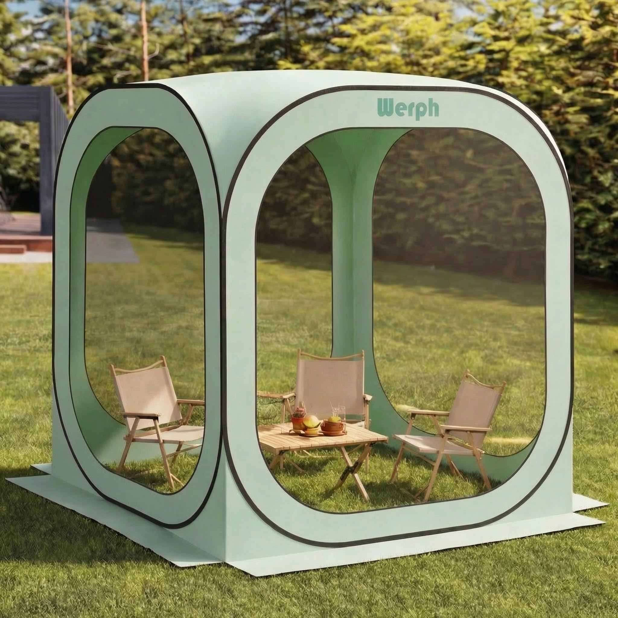 Werph 6x6 Pop-Up Screen Tent, Mosquito Net Gazebo, UV Resistant, Green
