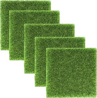 JCKD 5 pieces of miniature artificial grass carpet, artificial grass miniature moss, artificial green lawn mat, suitable for indoor and outdoor garden decoration, terrace, micro landscape (15 x 15 cm)