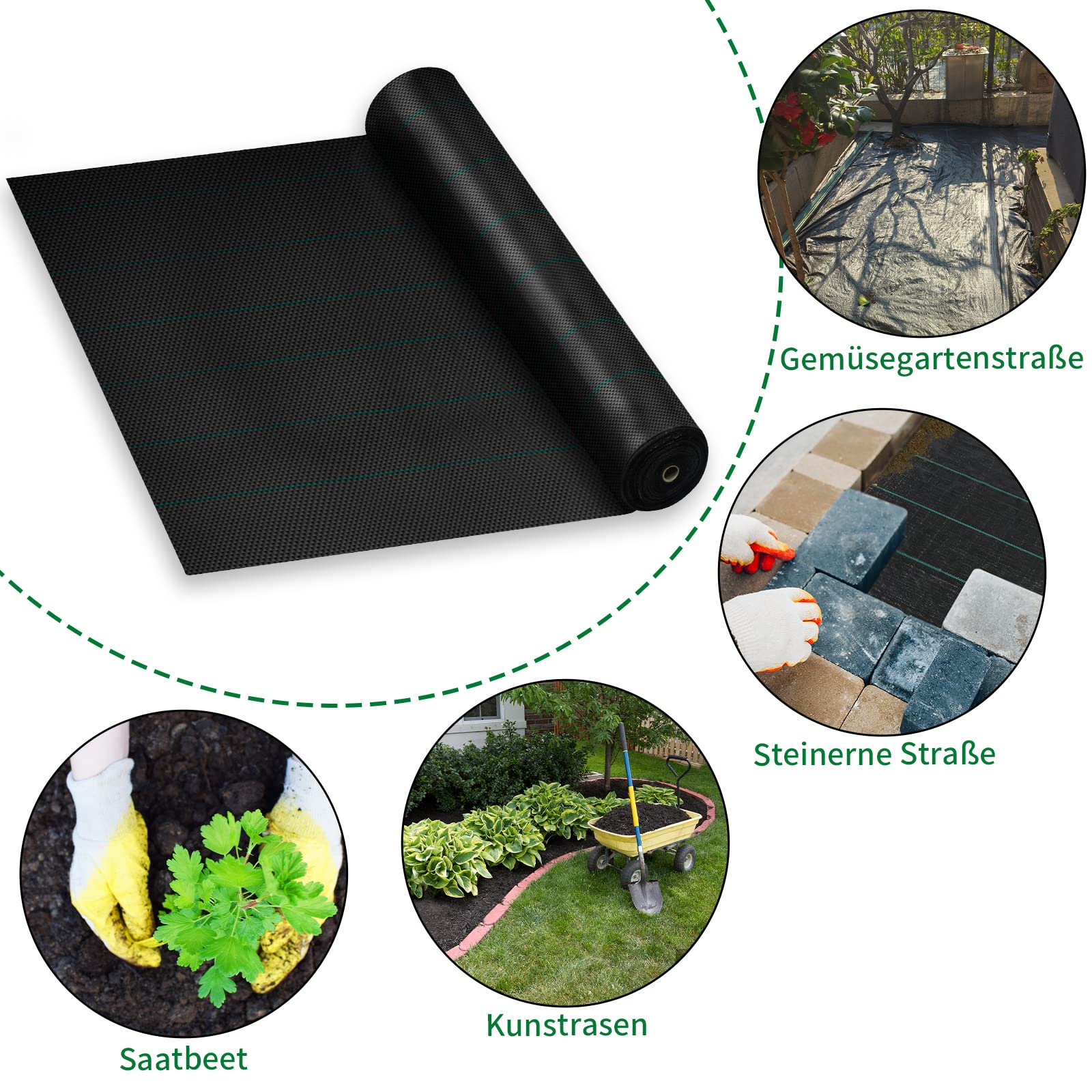 XMTECH Toile Non-tissée de Jardin - 100 g/m² - Extra résistante Contre Les Mauvaises Herbes - 25 m x 2 m = 50 m² - Film de paillis - Protection des Plantes - Résistant aux UV et indéchirable