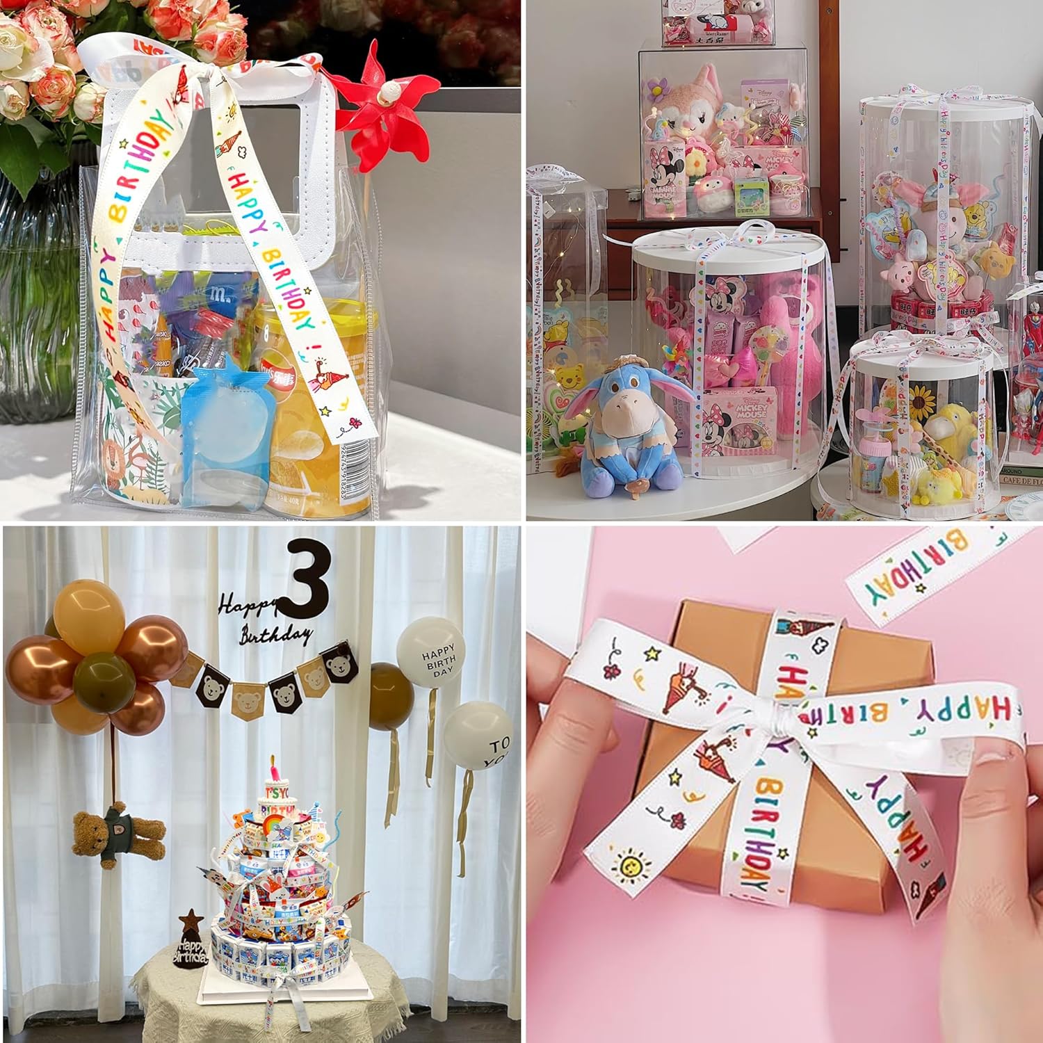 20 Yards Happy Birthday Ribbon,1" Gift Wrapping Ribbon Crafts Party Decoration, Colorful Happy Birthday Themed Ribbons for Cake Bouquet Gift Wrapping Bow Making Birthdays Decoration - Image 7