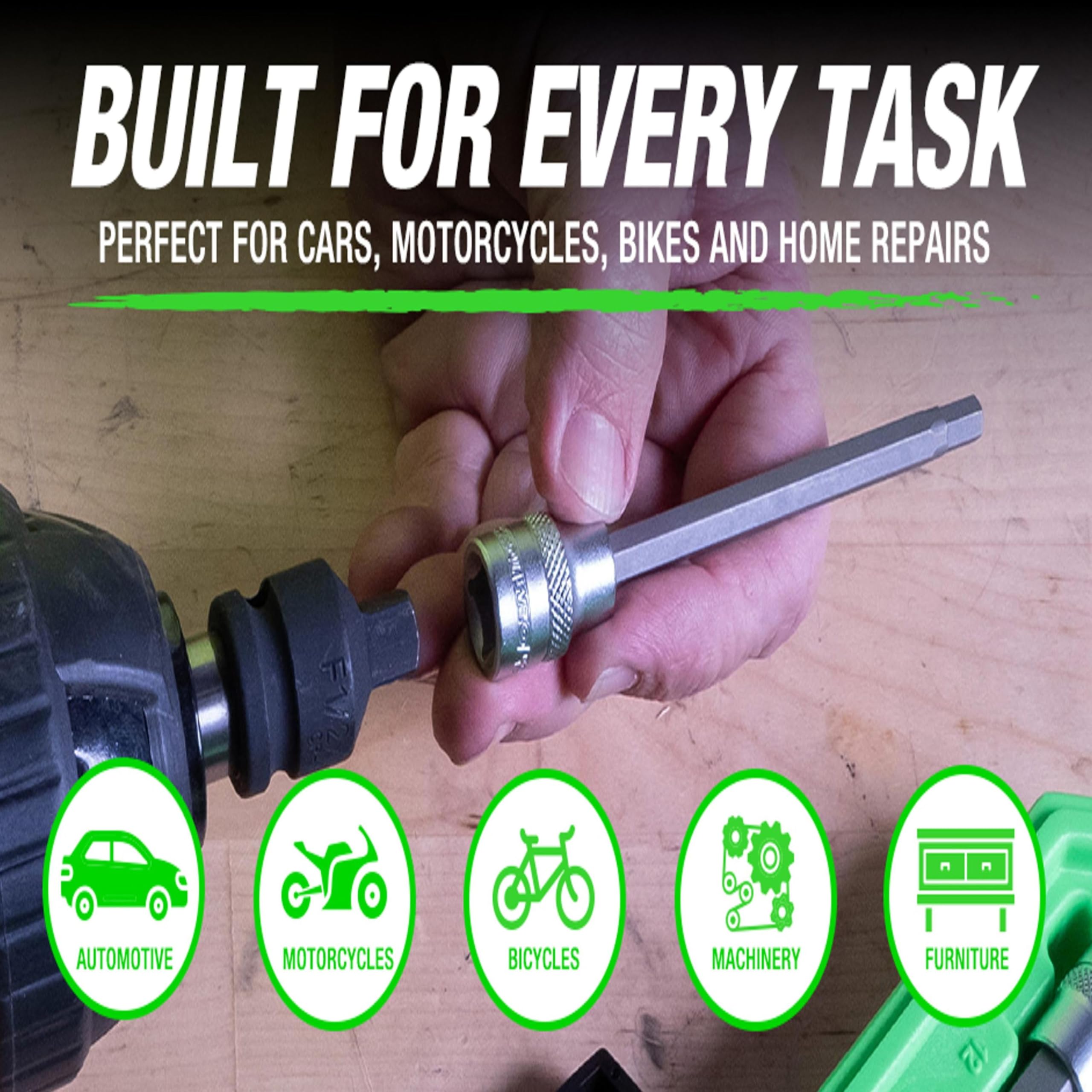 OEMTOOLS 23538 12-Pc Long Hex Socket Set, Metric Hex Bit Socket