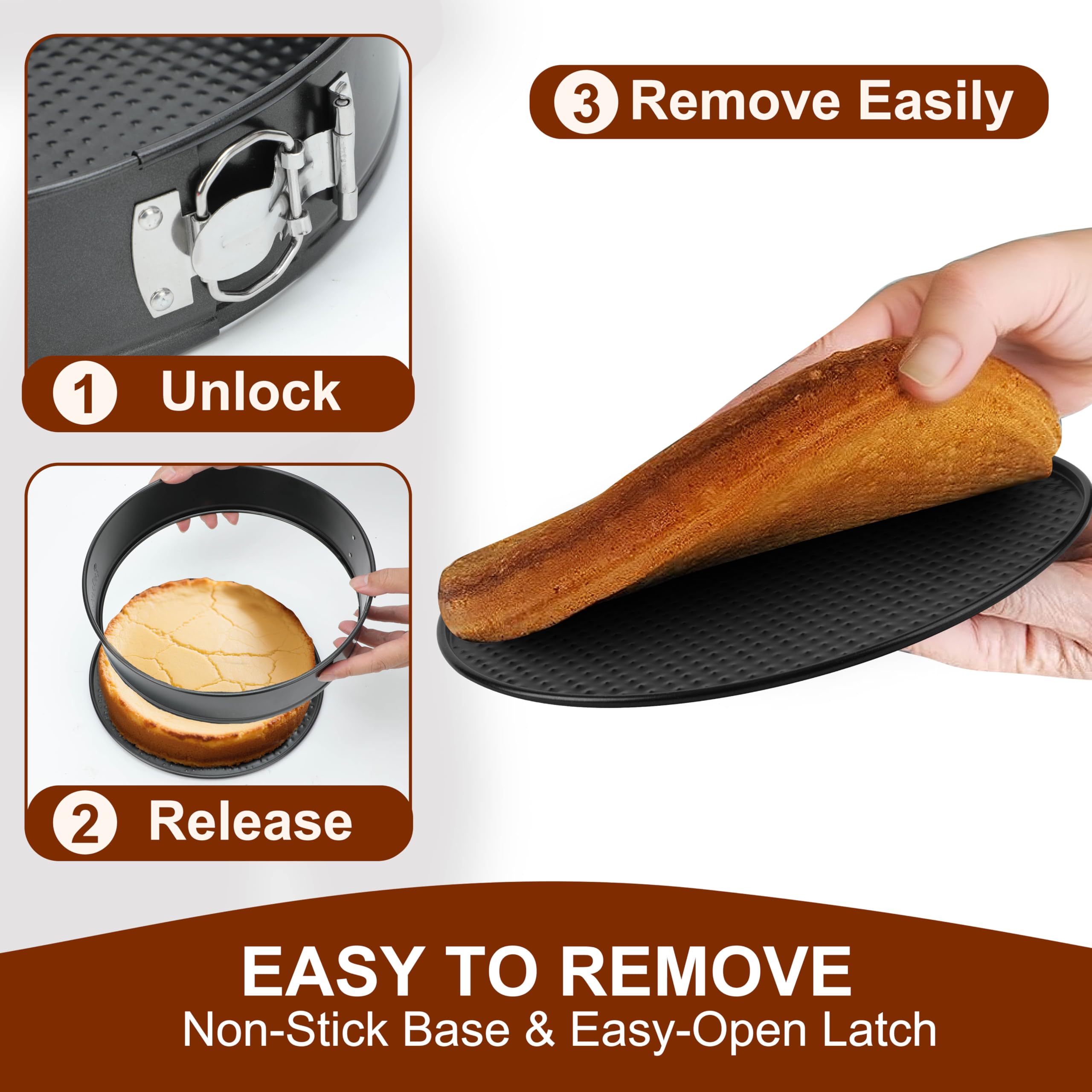 isheTao Tortiera Rimovibile 4 Pezzi Ø 11/18/23/26 cm,Professionale Teglia da Forno Rotonda Springform con Rivestimento Antiaderente Torte in Acciaio al Carbonio Cake Pan per Pane e Formaggio