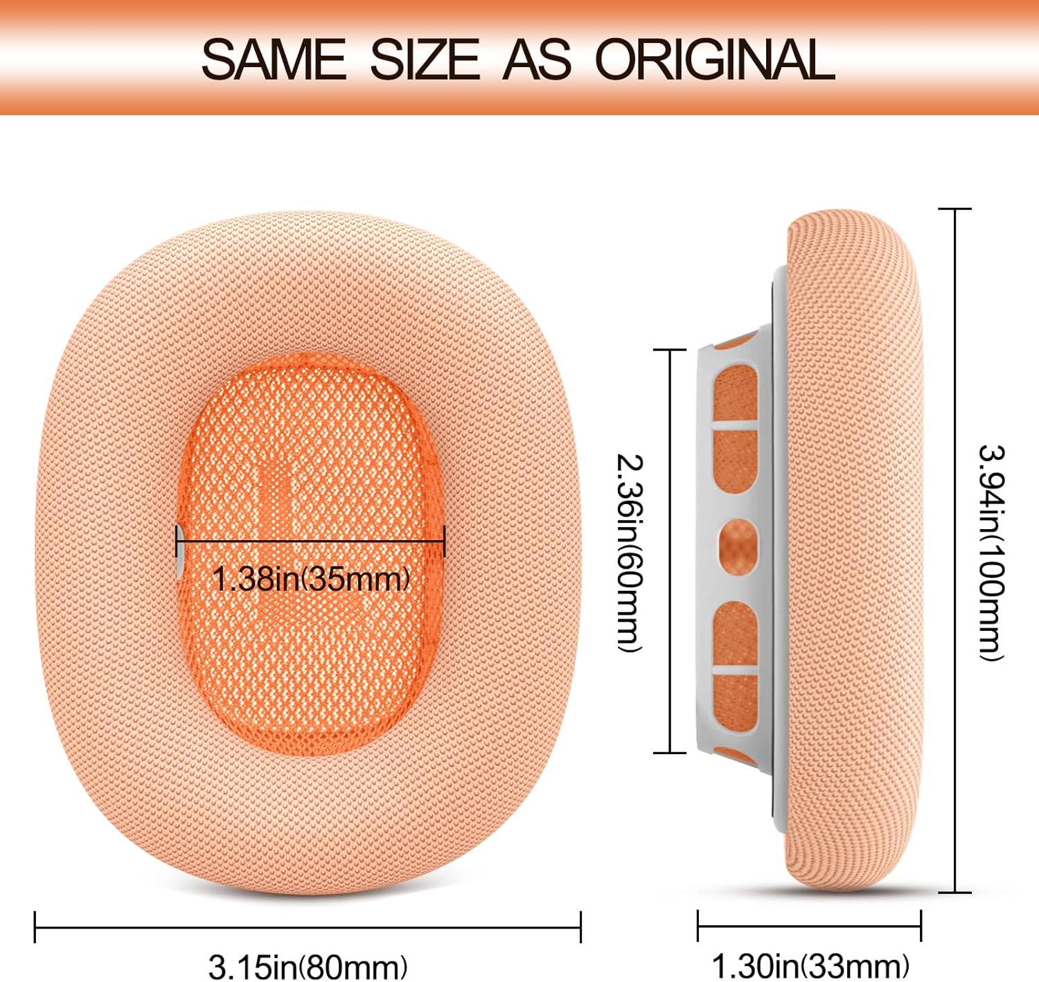 GEVO Upgraded Ear Cushions Replacement Earpads for 2024 New Apple AirPods Max Headphones, Protein Leather Ear Pads Cover with Memory Foam and Magnet for AirPods Max Fresh Color (Orange) - Image 7