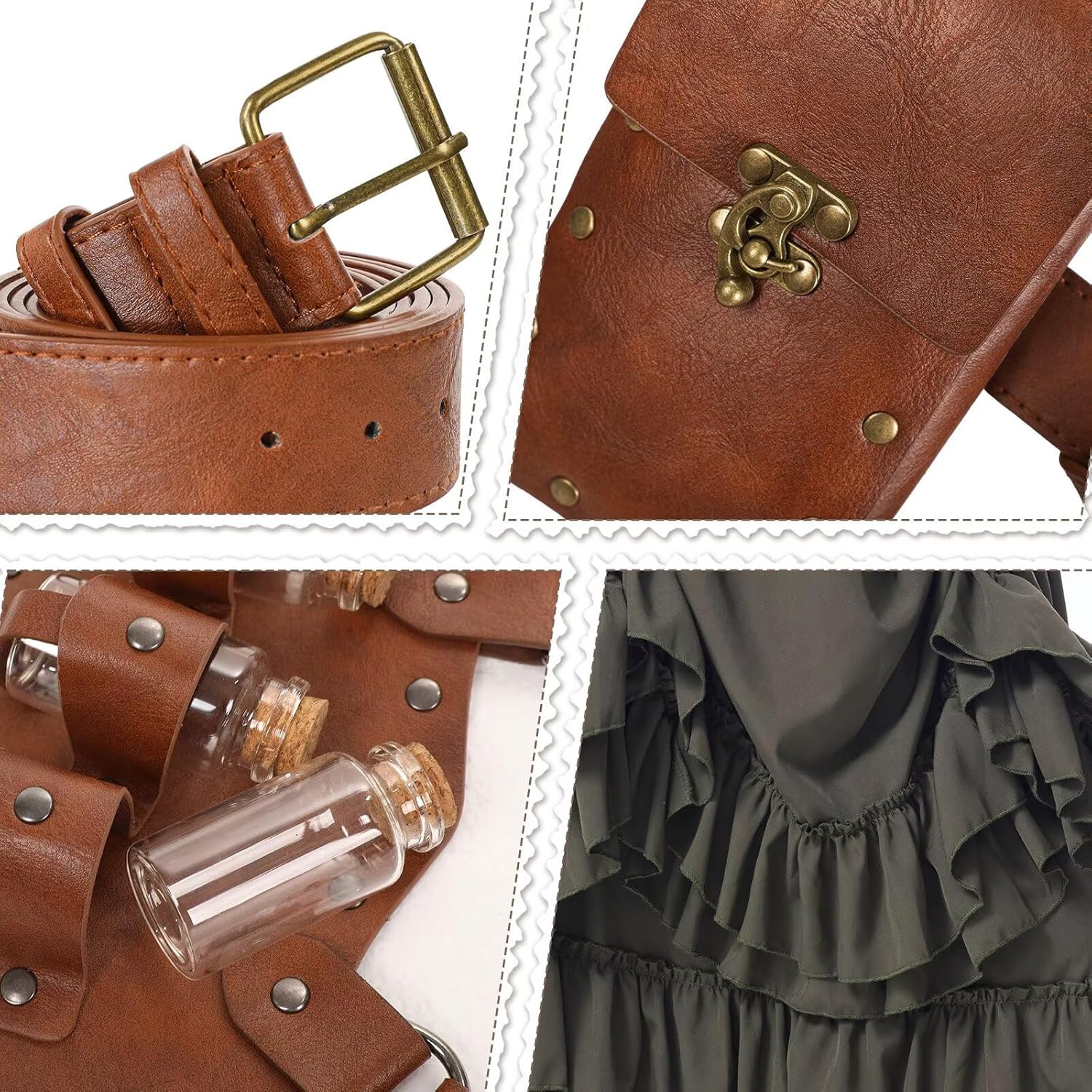 Renaissance Costume Women Medieval Pirate Dress Skirt Shirt Gloves Belt Victorian Ren Faire Outfit for Halloween - Image 4