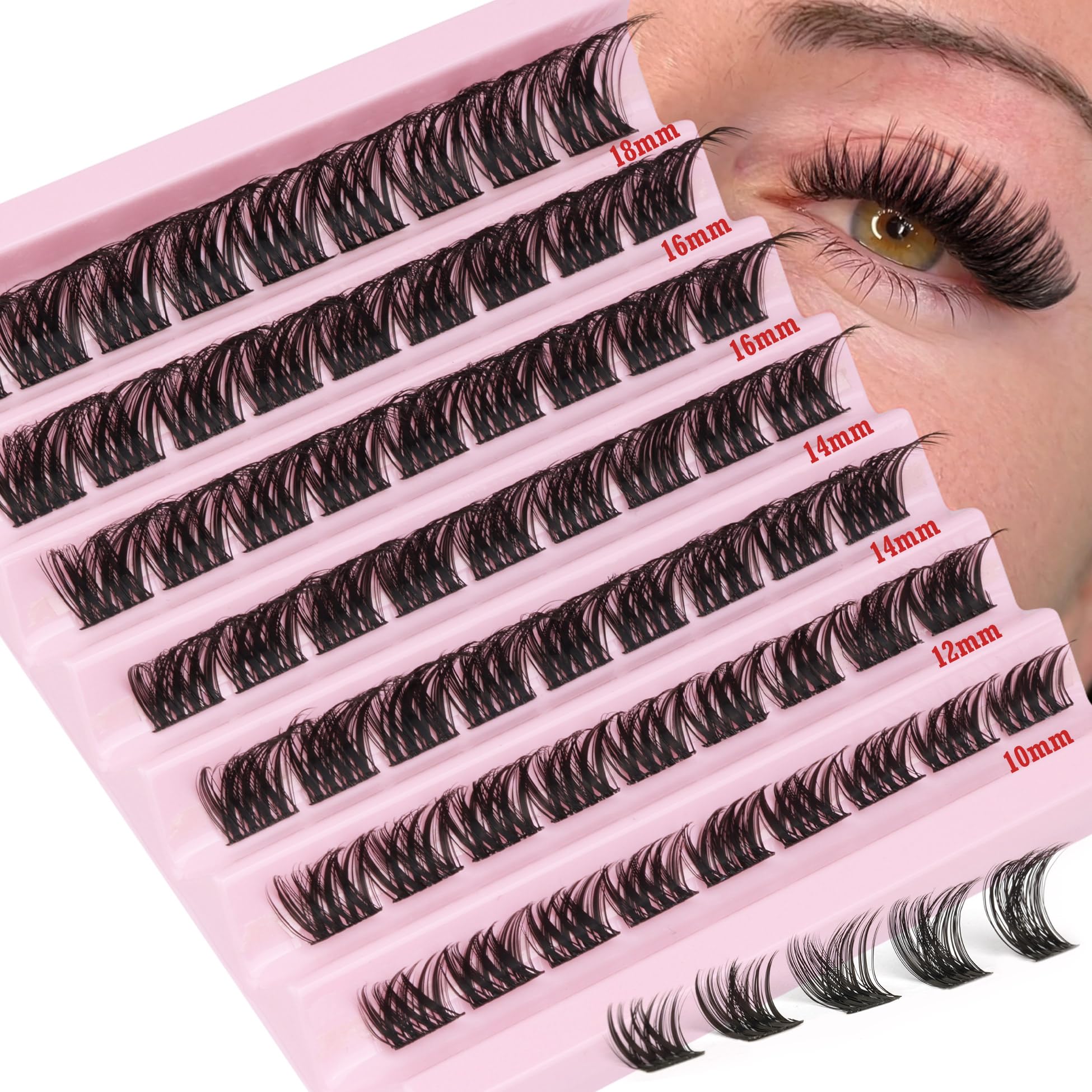 Goddvenus Fluffy Cluster Lashes Thick Lashes Individual Cluster 96D Volume Individual Lashes D Curl Eyelashes Individual Wispy Eyelash Clusters