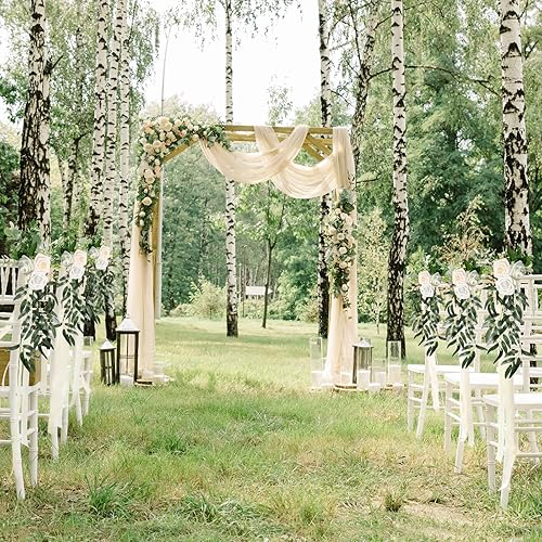 Miniatura 3 de Hoteam 16 piezas de decoración de pasillo de boda para ceremonia de boda, flores artificiales para respaldo de silla de iglesia, flores florales con