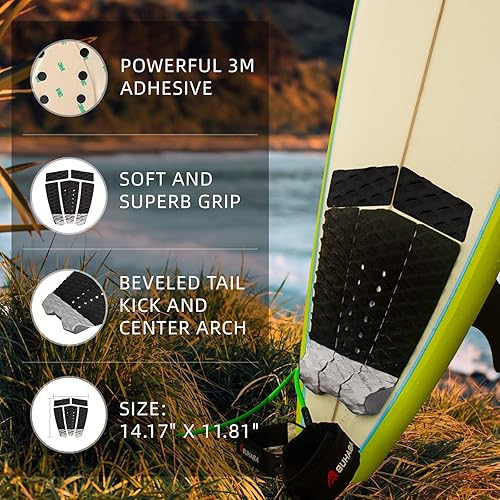 Miniatura 10 de Abahub 3 almohadillas de tracción de EVA para tabla de surf con patín para patinetas, tablas de surf, funboard, tabla de pescado,