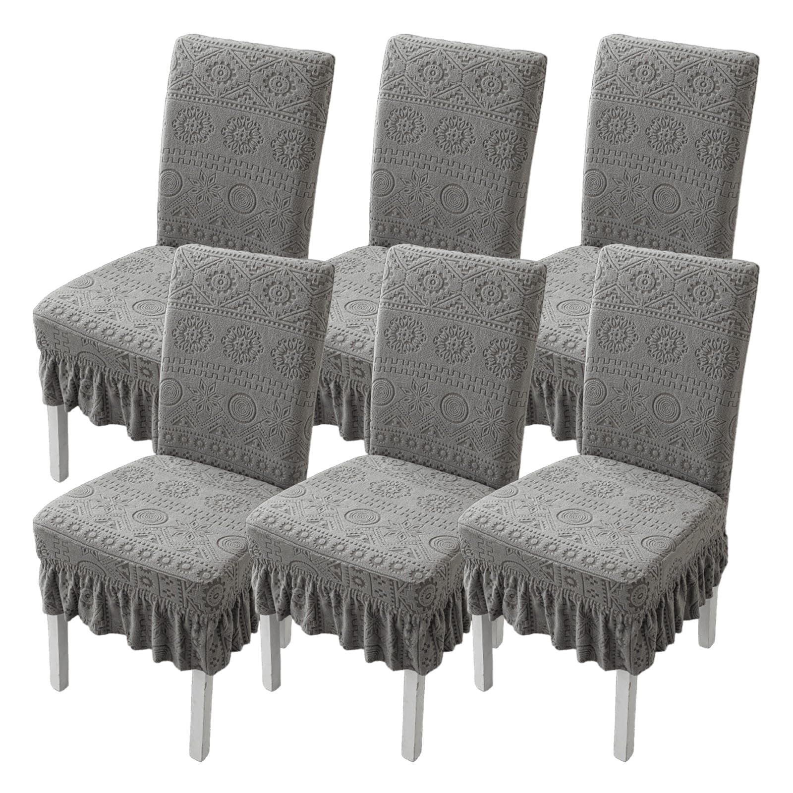 Lot de 2/4/6 housses de chaise de salle à manger extensibles, amovibles et lavables, ajustement universel pour décoration de maison, cuisine, hôtel – Gris
