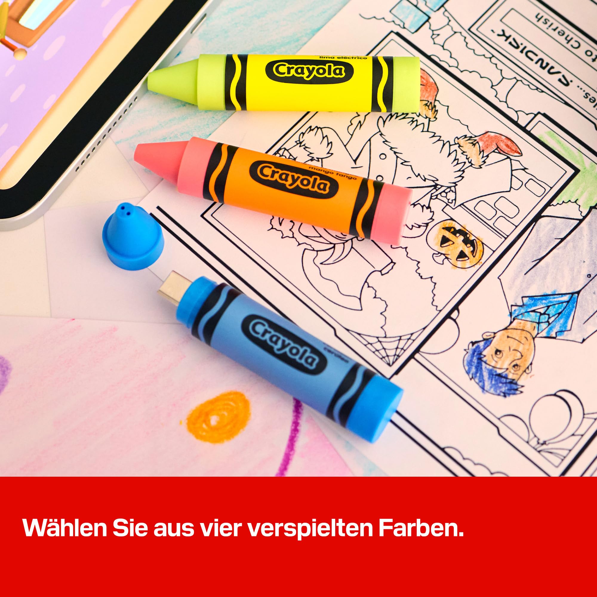 SANDISK Crayola USB-C Flash-Laufwerk 128 GB (bis zu 300MB/s lesen, USB 3.2 Gen 1, SANDISK app, für Smartphones, Tablets oder Computern mit Anschluss) Electric Lime