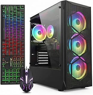 STGAubron Gaming PC Desktop: Intel Core i7 3.9GHz, RX 580 8GB, 16GB RAM, 512GB SSD, WiFi 6, RGB Fans, Windows 11