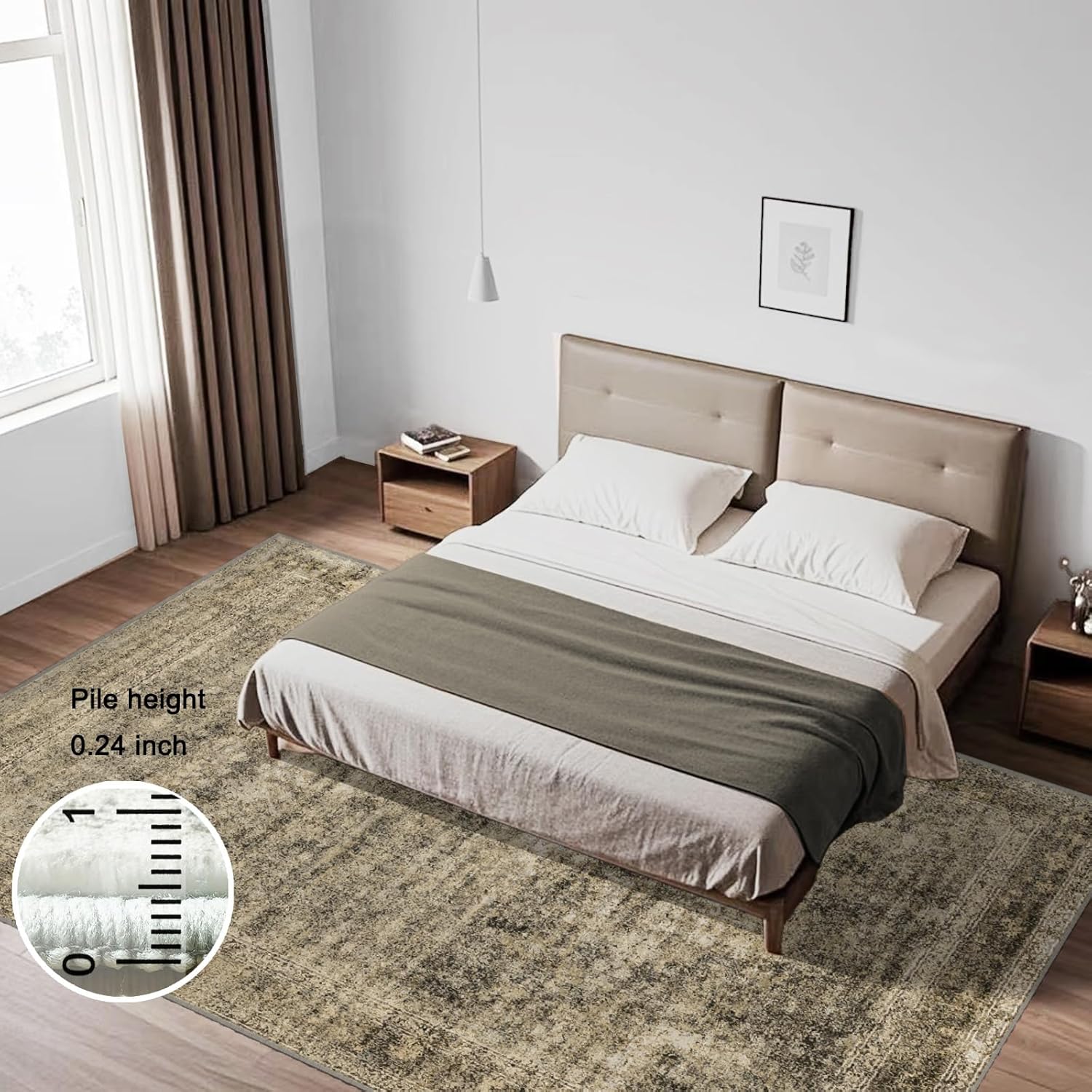 LOOMY 8x10 Area Rug - Extra Thick Plush Washable Rug for Living Room & Bedroom, Large Faux Wool Rugs with Non-Slip Backing & Vacuum-Friendly