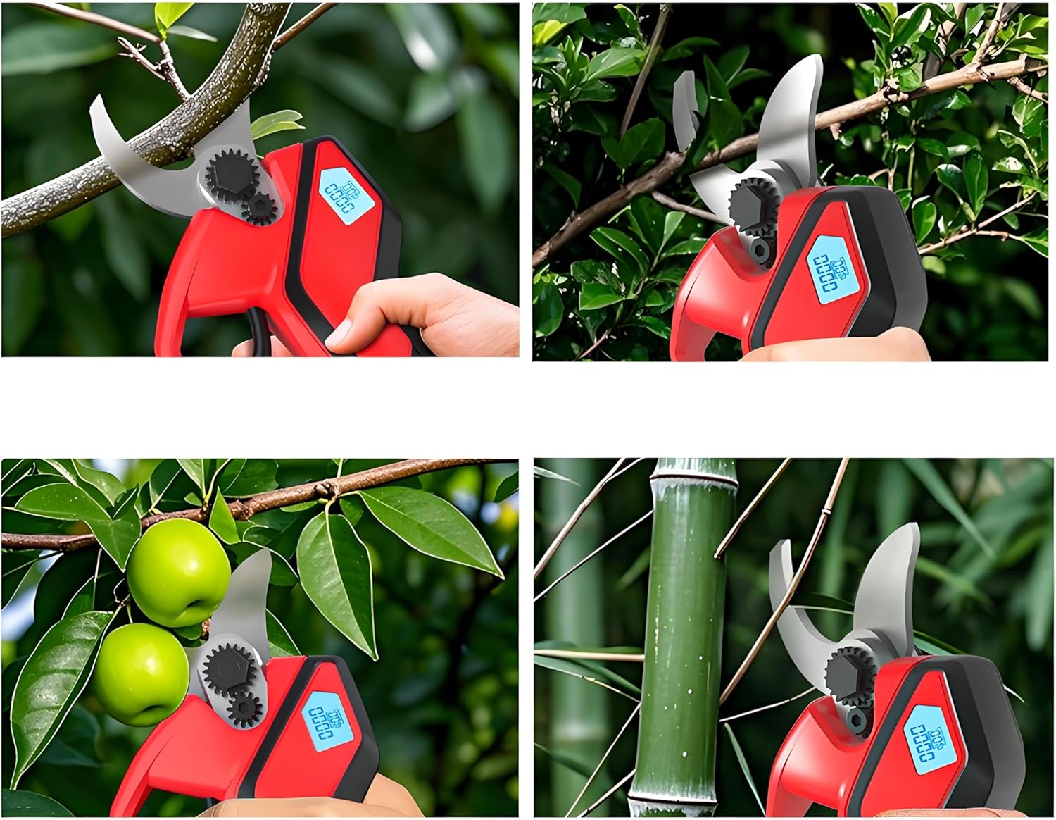 Electric Pruning Shears, Garden Cordless Pruner, Battery Powered Shrub Shears with LCD Display, Two Rechargeable Batteries for Shrubs Trees Trimming