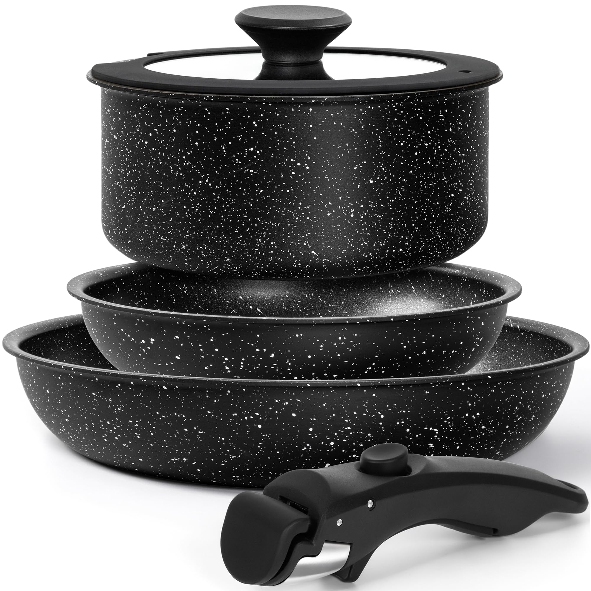 MICHELANGELO Set Di 3 Padelle Per Salse In Granito – Pentole Antiaderenti, Senza PFOA, Adatte A Induzione E Forno, 1.5L 2L 3L