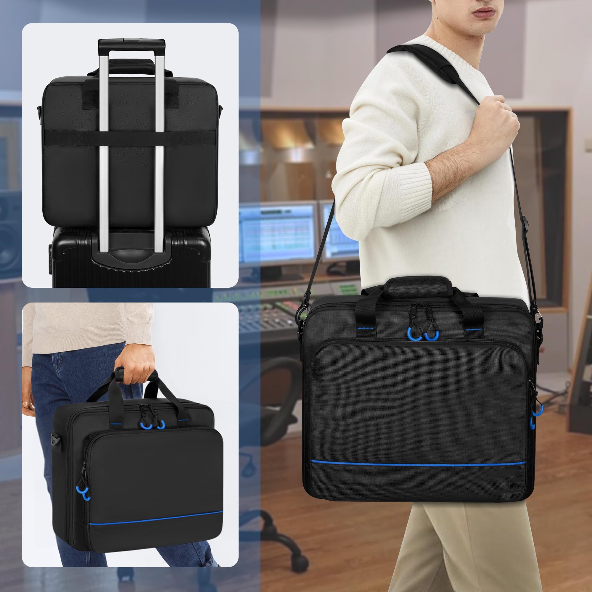 PGmoon Borsa per Mixer Compatibile con Hercules Inpulse 200 MK2/Mackie ProFX12v3/ProFX10v3, Custodia per Mixer Audio con Tasche Multiple per Microfoni, Cavi e Altre Apparecchiature (Design Brevettato)