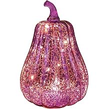 Fall Decorations for Home,Mercury Glass Pumpkin Lights with TimerPurple