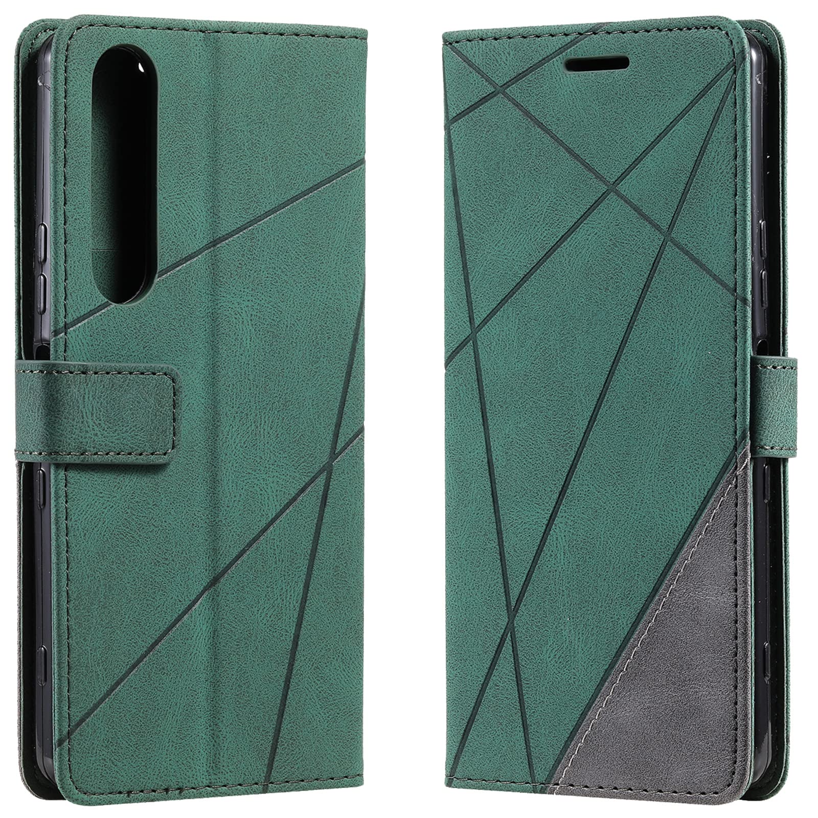 Etui Sony Xperia 1 II, jakości skórzany portfel etui na książki z [podpórka/funkcja] [przegródki na karty/etui na pieniądze] Case Cover pokrowiec ochronny etui Book składany (Zielony)