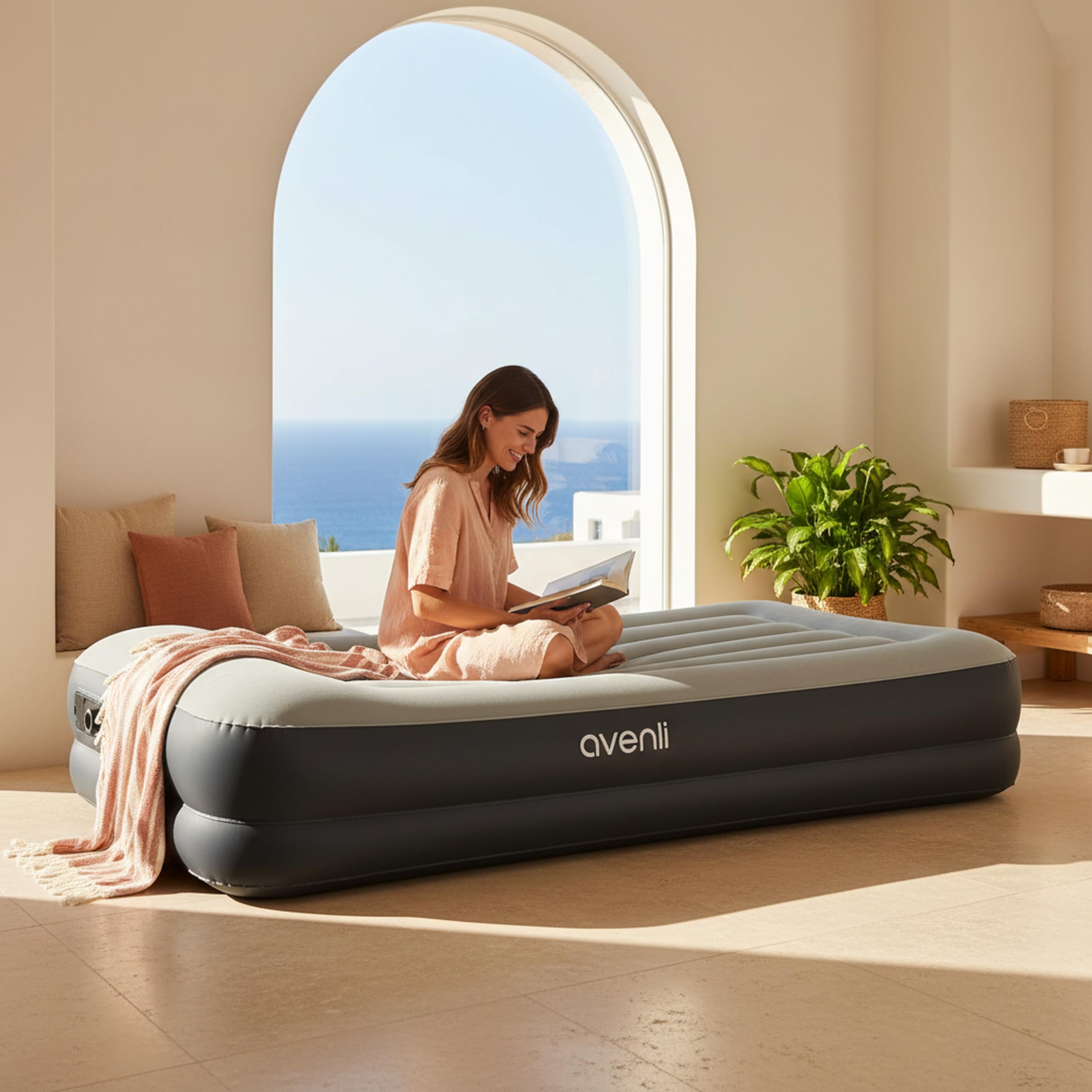 AVENLI Materasso Letto gonfiabile autogonfiabile singolo 191x99x36cm materassi autogonfiante per ospiti con pompa integrata superficie di sdraio alta e floccata per campeggio e casa