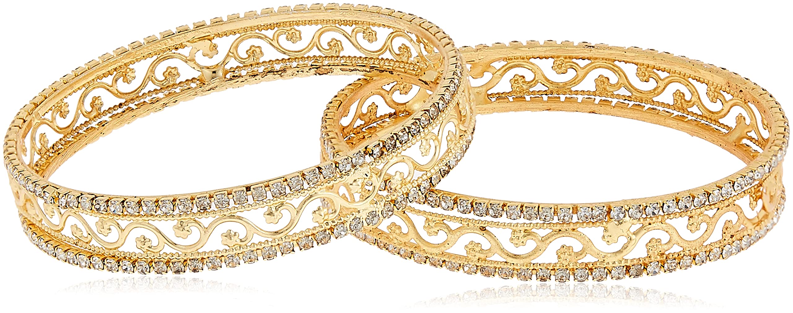 Sukkhi Incredible Gold Plated Set of 2 Austrian Diamond Bangles for Women (32005BADV750_2.8), Free Size (B08SMHW4KY) Amazon Price History, Amazon Price Tracker