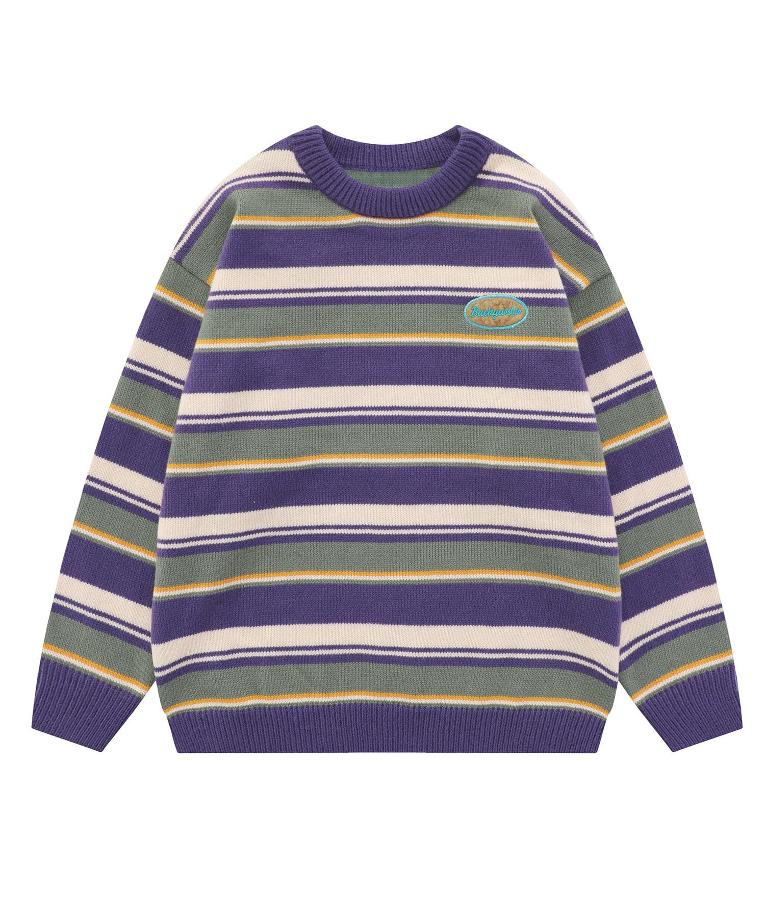 Bakyarder Striped Sweater for Women Vintage Unisex Y2k Oversized Sweaters Crewneck Long Sleeve Pullover