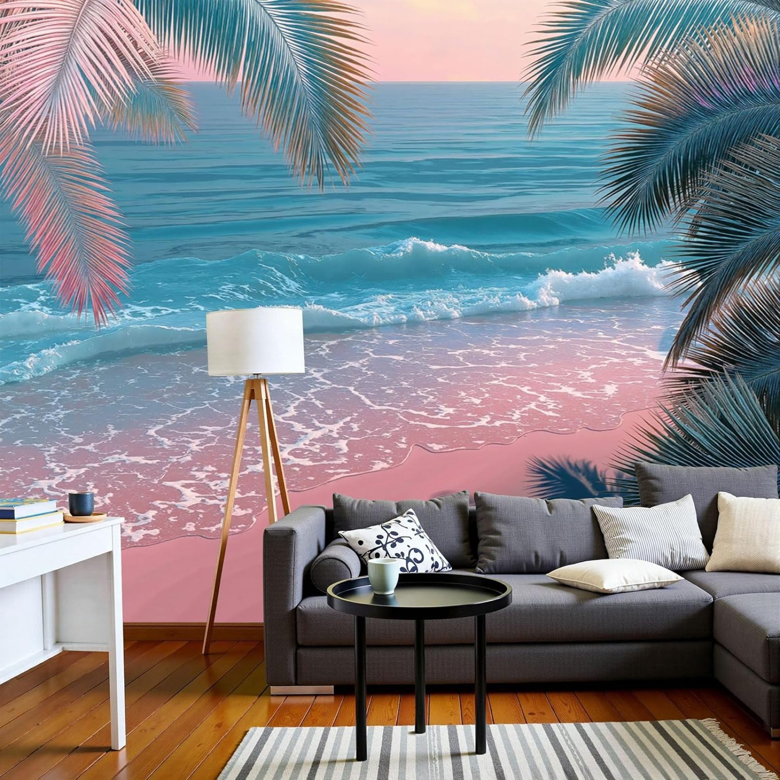 kfjhgbdshhj Photo Wallpaper, Dreamy Beach Non-Woven Natural Palm Trees XL Modern wall Mural, Blue Decoration wall Art for Living Room Bedroom, 250cm x 175cm Stickers - Frameless Painting - Poster
