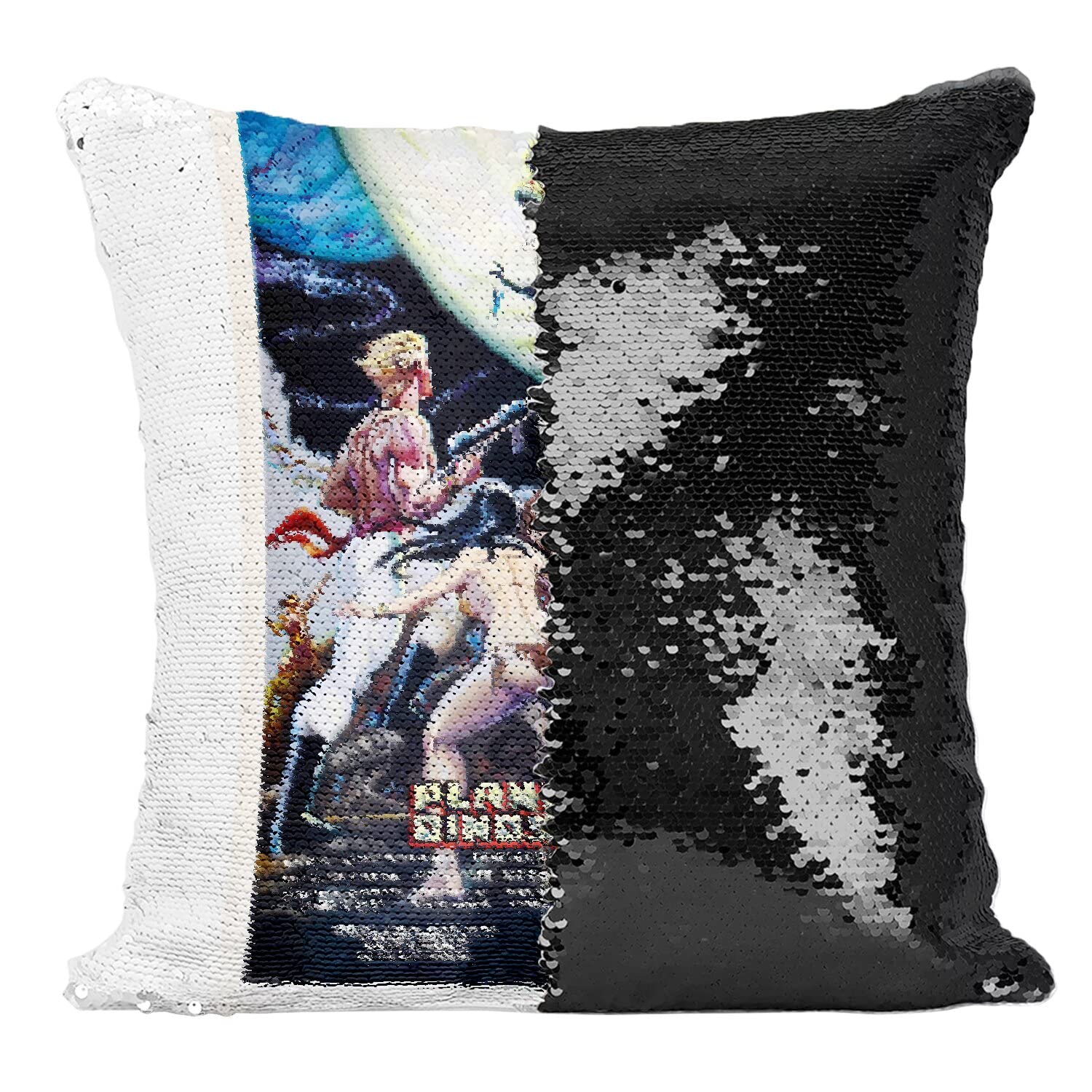 Coussin Sequin Noir Planet of Dinosaurs Affiche de Film Rétro