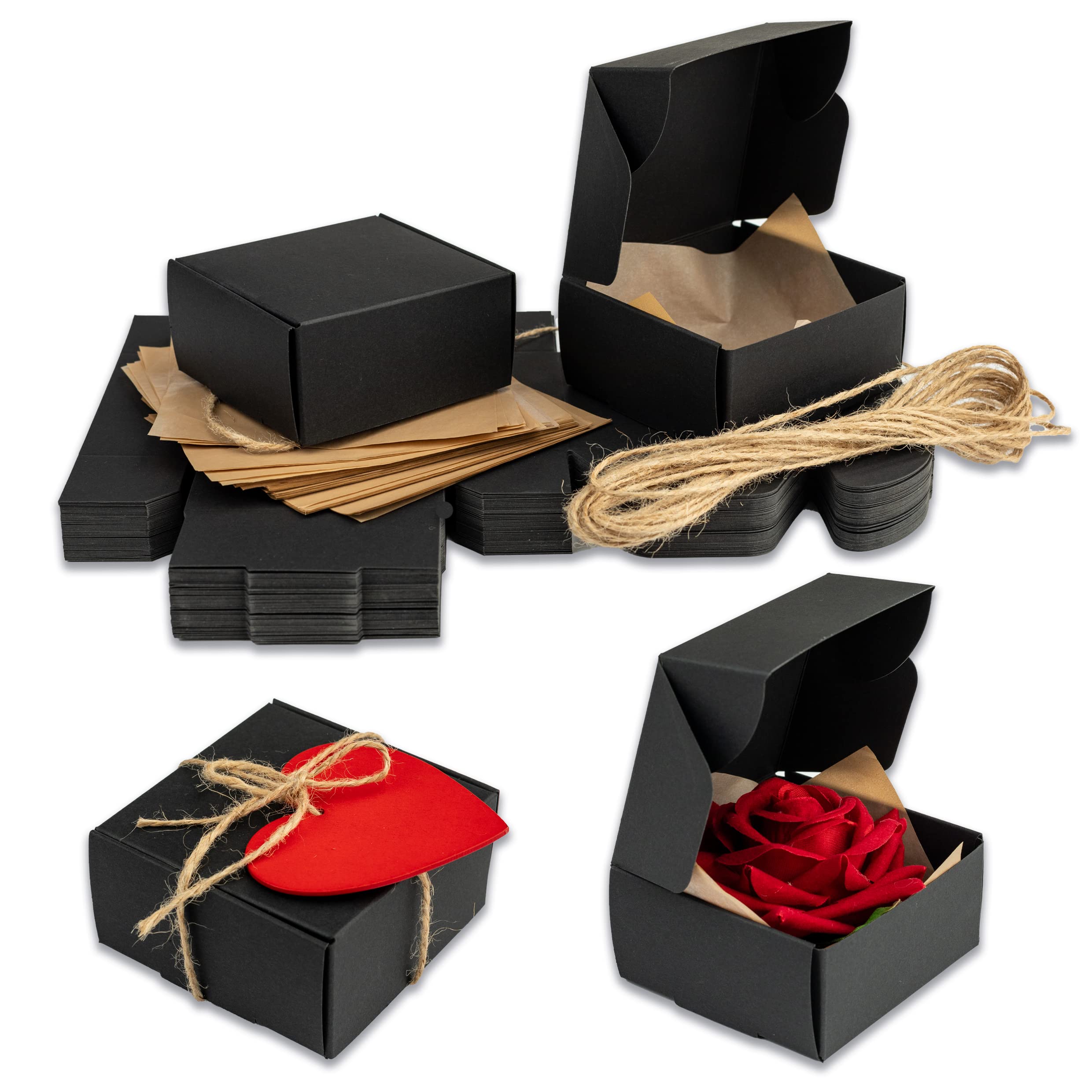 Buy 50pcs [Mini DIY Cardboard Boxes(7x7x3.5cm)+ Rustic rope +Tissue
