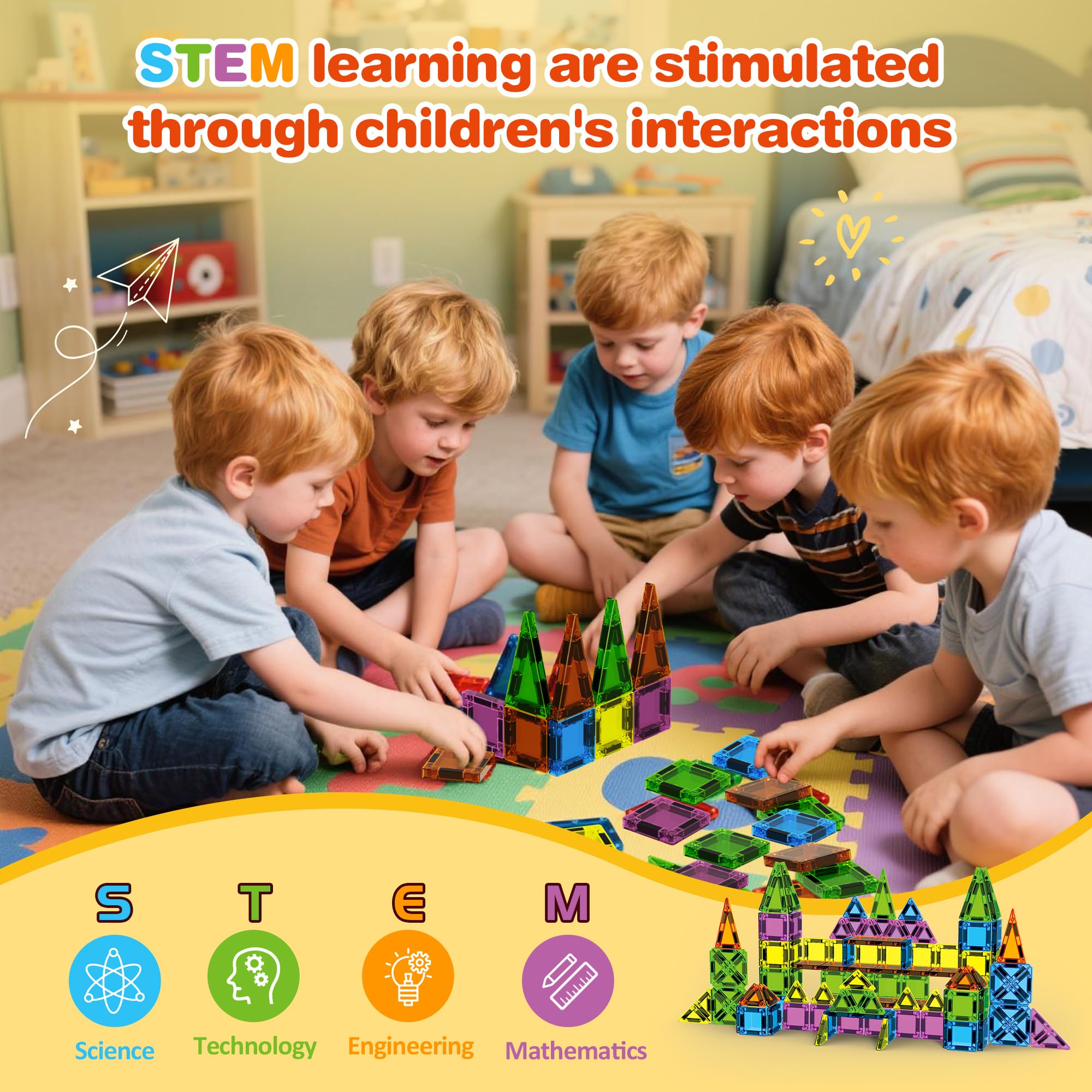 Magnetische Bausteine, Magnetic Teile,Mit Magnetische Buchstaben & Wörter, Magnetspiel STEM Magnetbausteine für Geschenk mädchen Jungen, Montessori Spielzeug ab 2 3 4 5 6 7 8 Jahre Kinder (227)