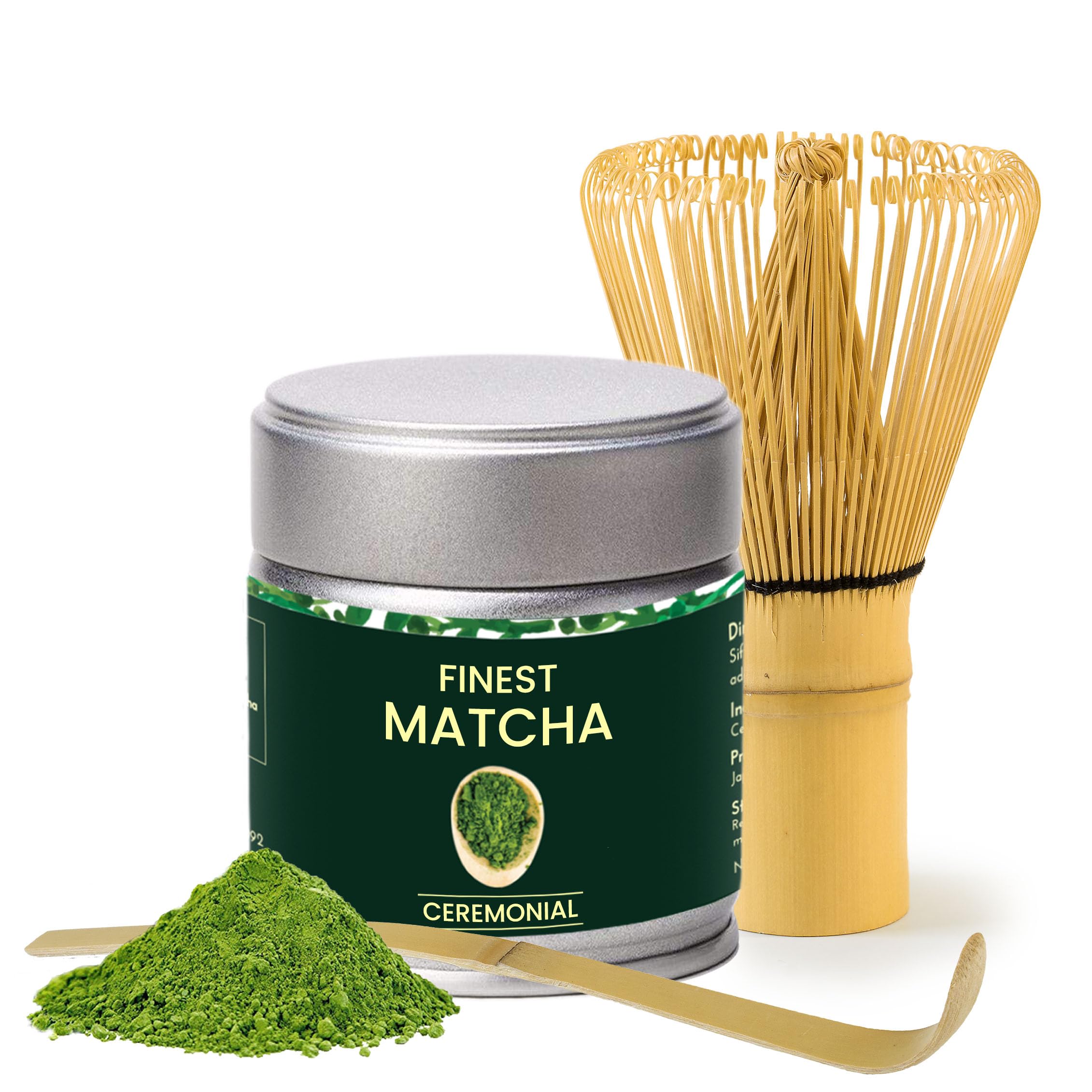 - Heapwell Superfoods AA Ceremonial Matcha Green Tea Essential Set | 30g Matcha, Bamboo Whisk & Scoop | Perfect for gifting