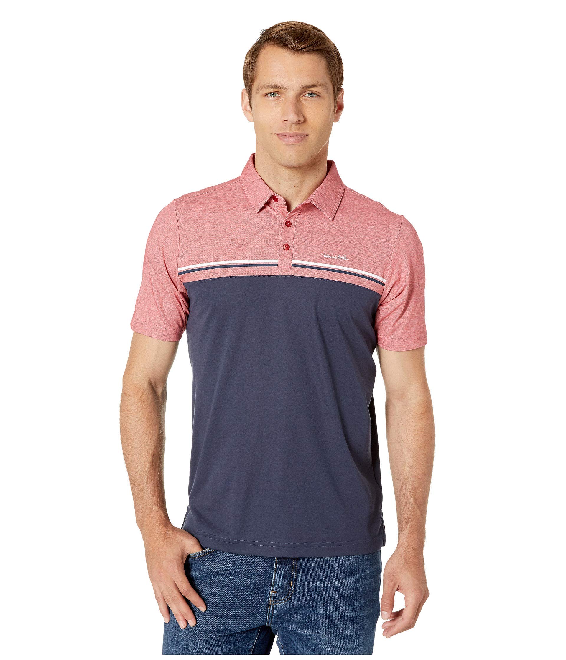 TravisMathew The Red Head Polo Golf Shirt Heather Cardinal (Small)