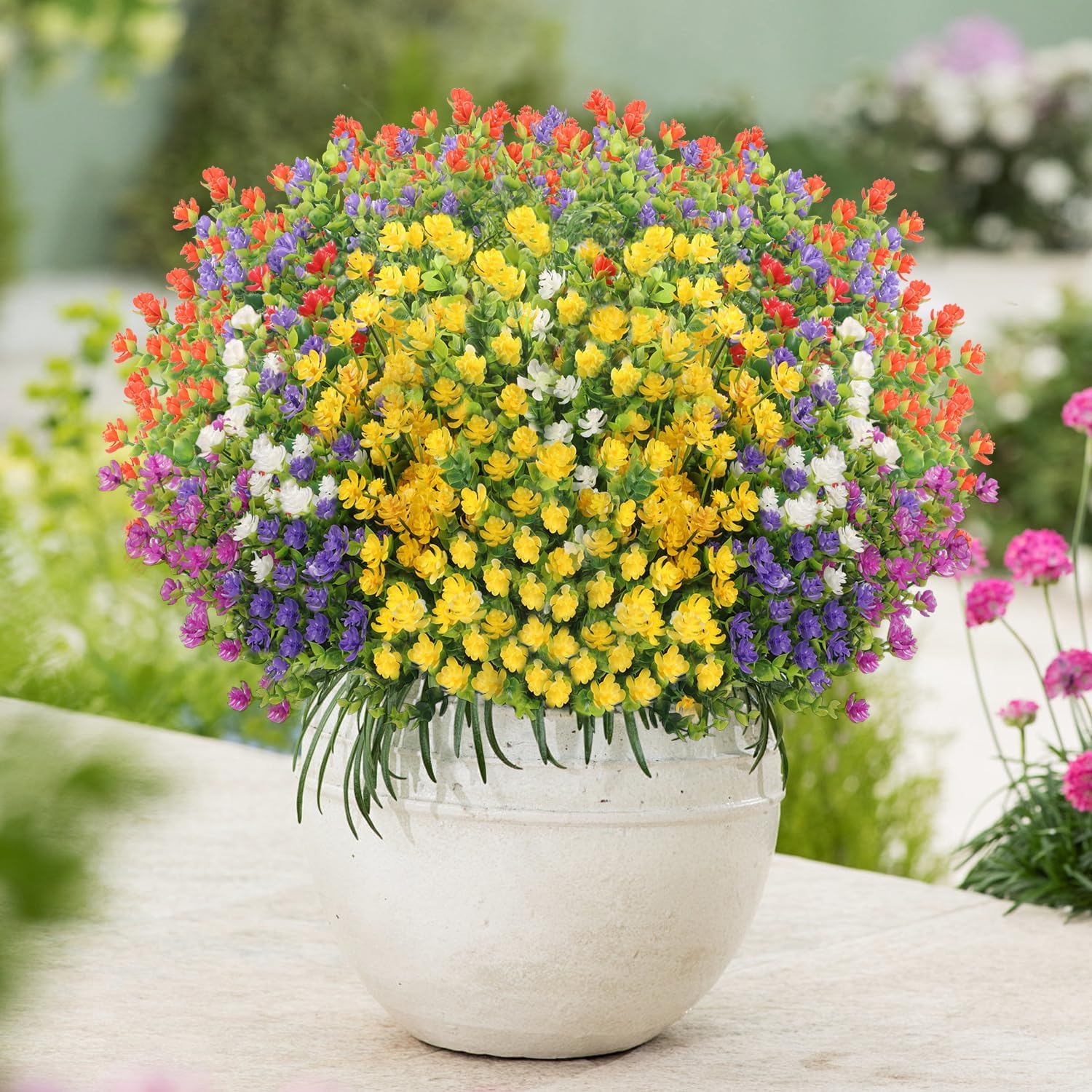 20 Bundles Artificial Flowers for Outdoors 10 Colors Fake Flowers UV Resistant No Fade Faux Plastic Greenery Plants for Garden Patio Porch Window Box Home Indoor Farmhouse Hanging Planter Décor - Image 2