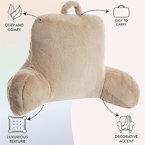 Miniatura 4 de Urban Shop Almohada de respaldo de piel sintética de conejo, color gris pardo