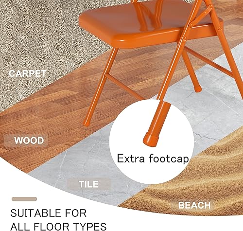 Miniatura 6 de VECELO Sillas plegables de metal apilables de acero con triple refuerzo y doble respaldo con bisagras para oficina en casa, resistentes, juego de 4,