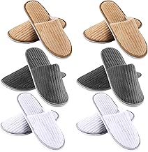 6 Pairs of Guest Slippers, Hotel Slippers, Universal Size 40-44 Terry Slippers with Closed, Washable, Non-Slip Coral Fleece Toes for Spa, Party, Guests, Hotel